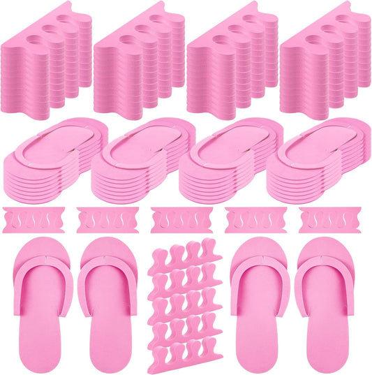 300 Pairs Disposable Pedicure Slippers and Toe Separators Kit Include 80 Disposable Foam Pedicure Flip Flops 220 Pairs Toe Separators for Women Nail Spa