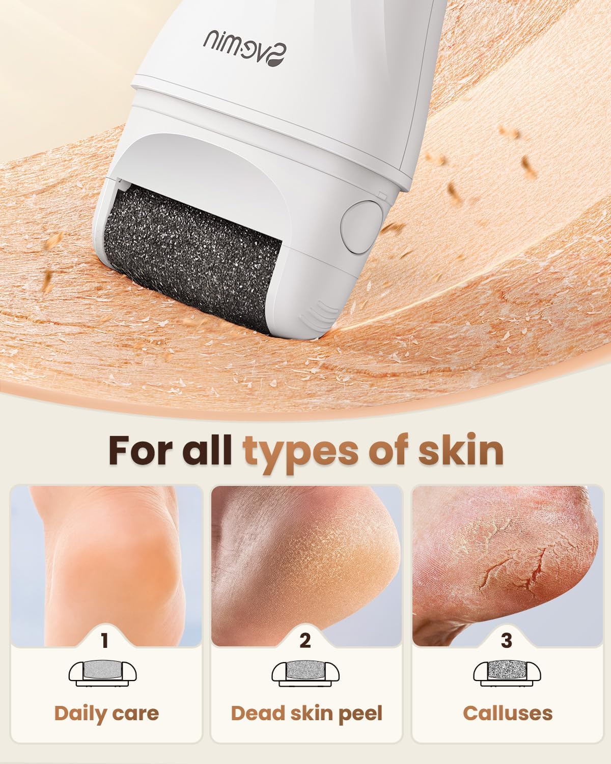 Electric Callus Remover for Feet - 2-Speed Rechargeable Pedicure Kit with 3 Rollers, IPX4 Waterproof Foot Scrubber & Digital Display | Professional Dead Skin & Callus Remover for Women/Men