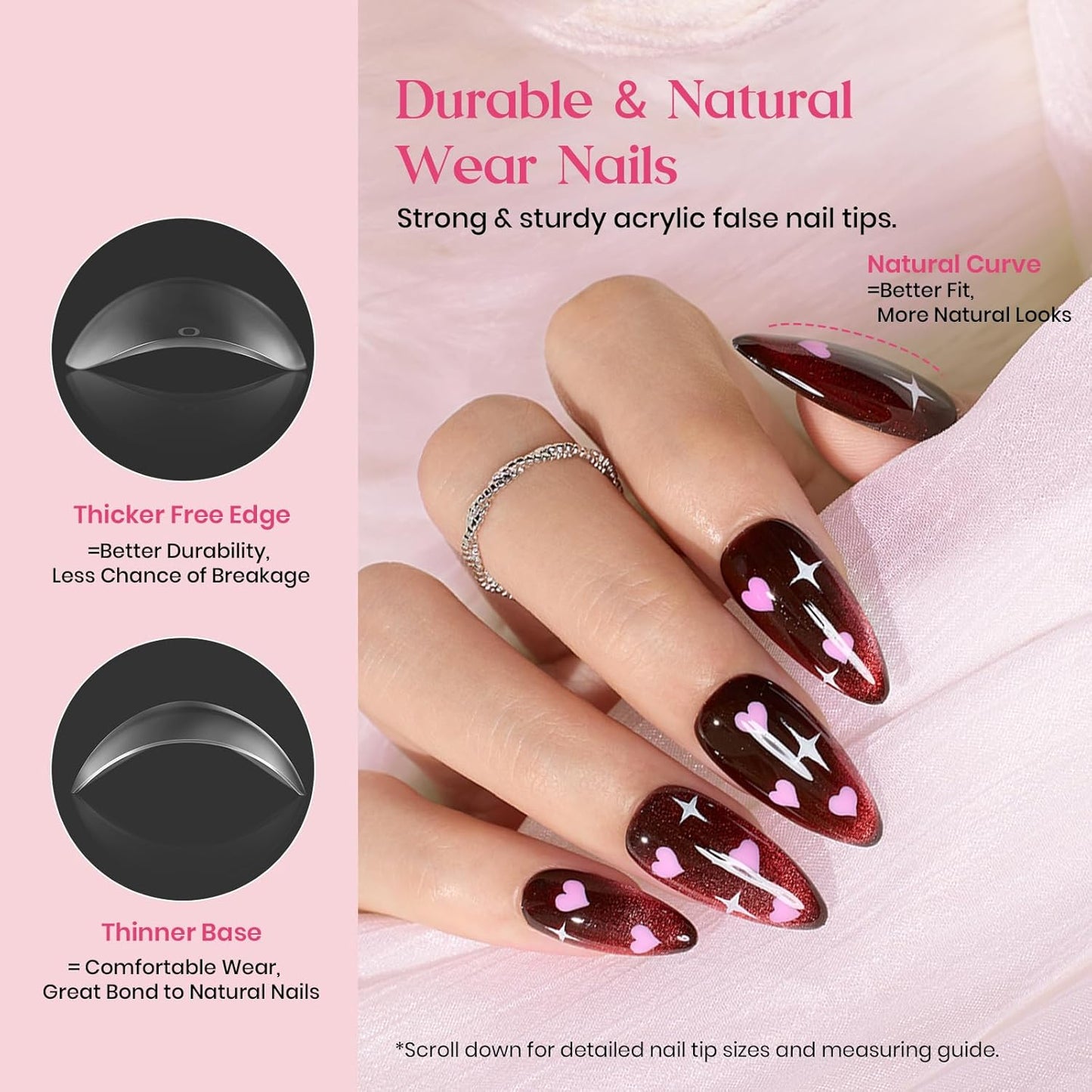 Beetles Gel Nail Tips Medium Almond: 15 Sizes 630Pcs Easy Nail Extension, Full Cover Clear Soft Nail TipsAcrylic Press On False Nails for Gel Nail Polish Gifts for Women