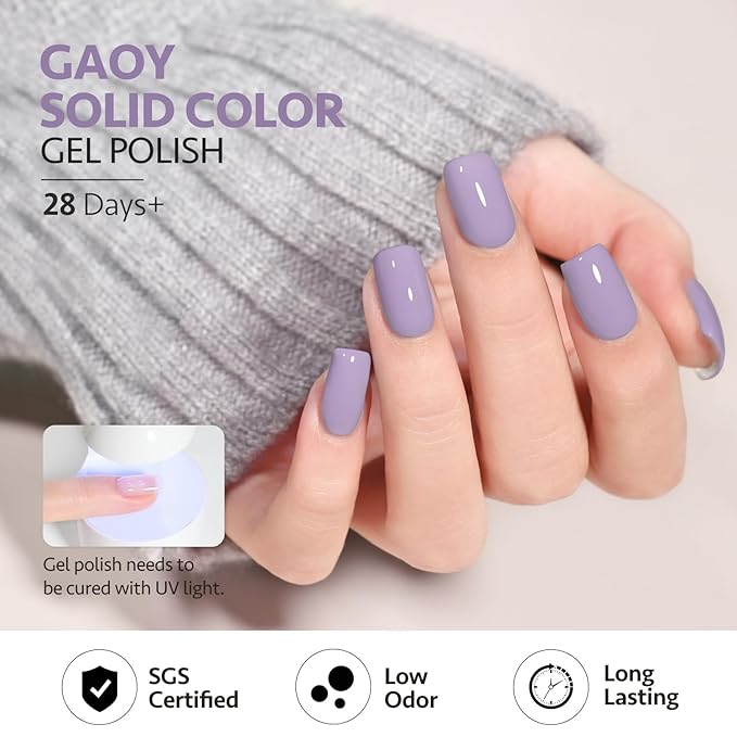 GAOY Purple Gel Nail Polish, 16ml Soak Off Gel Polish, UV Light Cure for Nail Art DIY Manicure at Home, 2022 Muted Purple