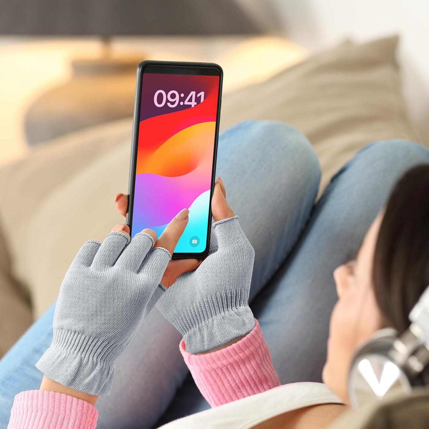 MIG4U 3 Pairs Fingerless Moisturizing Gloves, Half Finger Touchscreen Beauty Glove for Eczema, SPA, Dry Hands, Skin Treatment, Summer Sun UV Protection (S/M, Gray-3pairs)