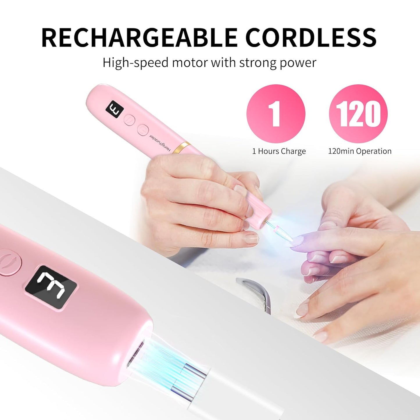 Electric Nail Drill Machine File Efile Set for Acrylic Gel Nails Portable Nail Drill Machine Kit Rechargeable Pedicure Tools for Hand Feet Manicure Pedicure Tools Polishing Set(Blue)