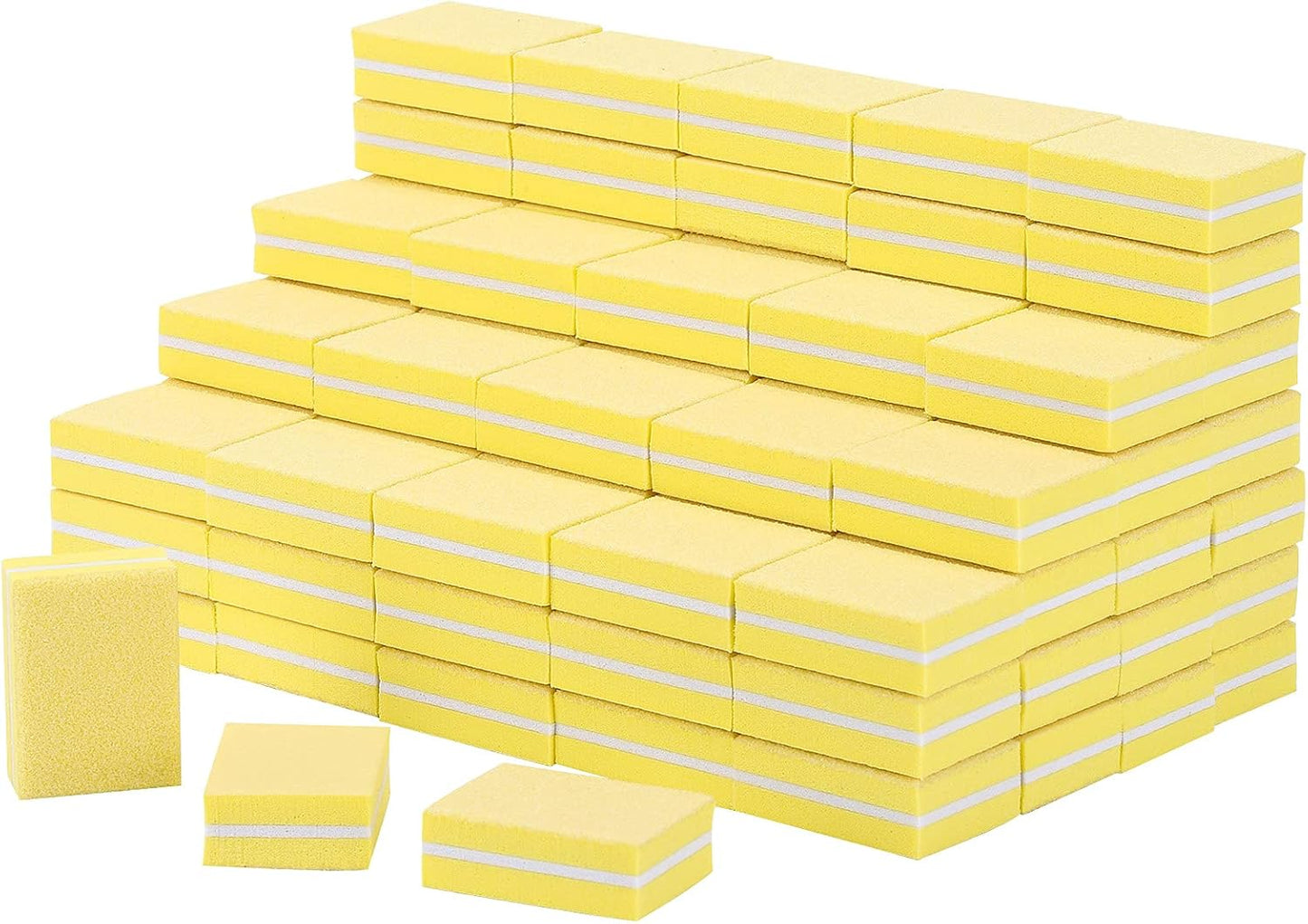 100 Pcs Mini Buffers for Nails 180/100 Grit Nail Buffers for Nail Care(Yellow)