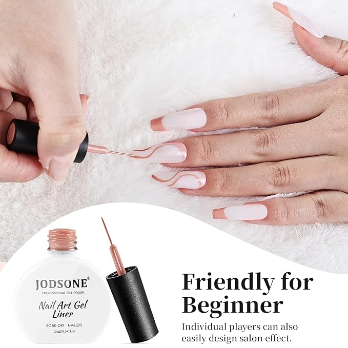 JODSONE 10ml Nail Art Gel Liner Light Nude Gel Nail polish Need U V Lamp Cured Gift for Girls at Home Salon Design