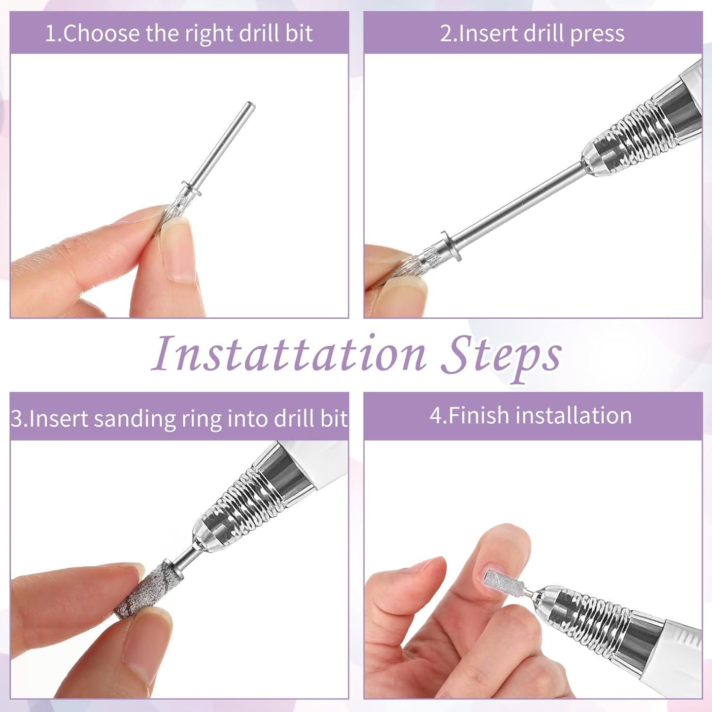 4Pcs Small Mandrel Nail Bit 3mm Mini Mandrel for Nail Sanding Bands,Stainless Steel Small Sanding Band Nail Drill Bit for Electric Drill File Machine Manicure Accessory