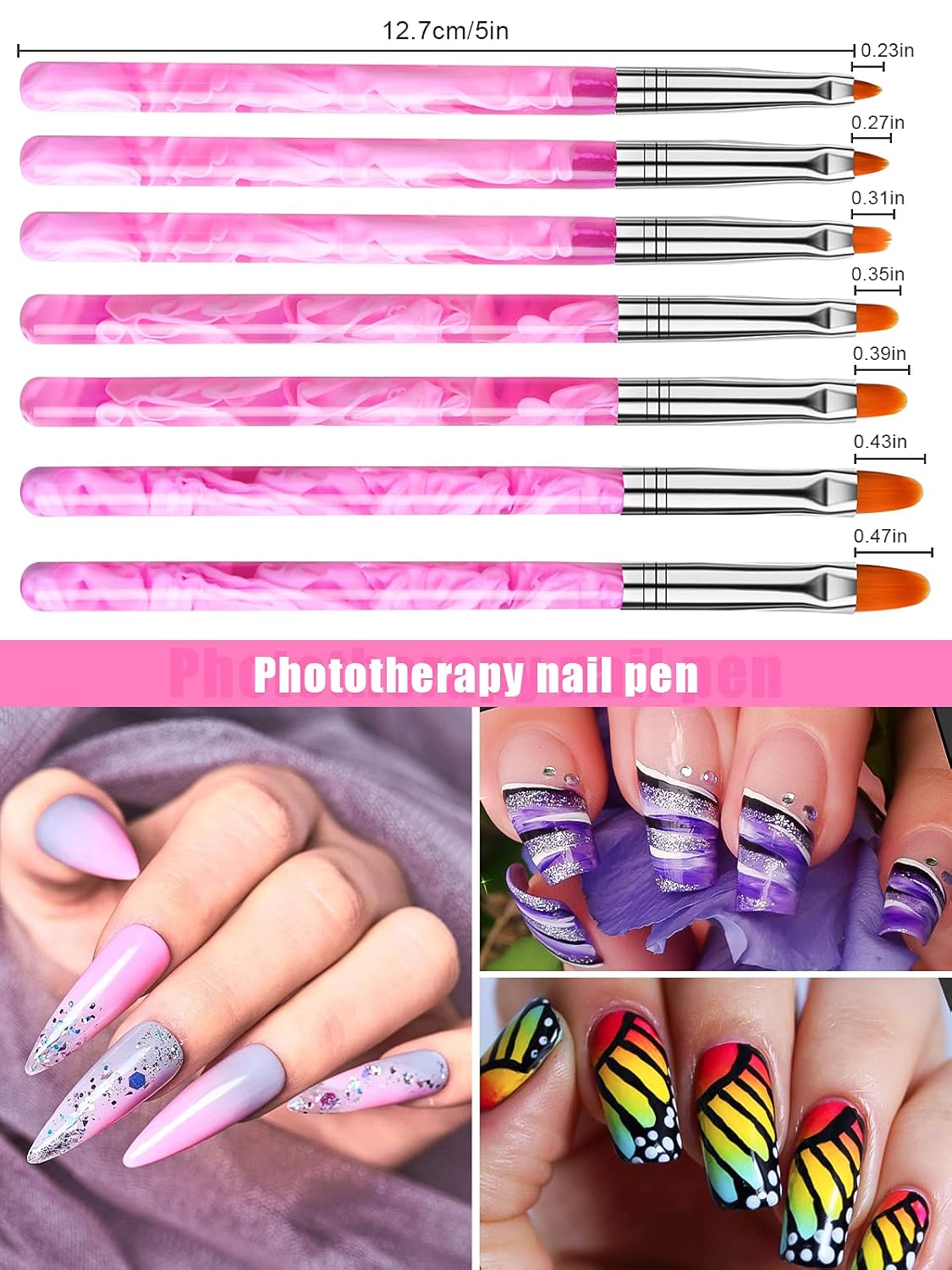 19 Pcs Pink Acrylic Nail Art Brush Set, TOROKOM UV Gel Nail Brushes for Nail Art Tips Nail Polish Builder Brush Nail Painting Brush with Nail Dotting Tool Nail Art Dust Remover Brushes for Nail Salon