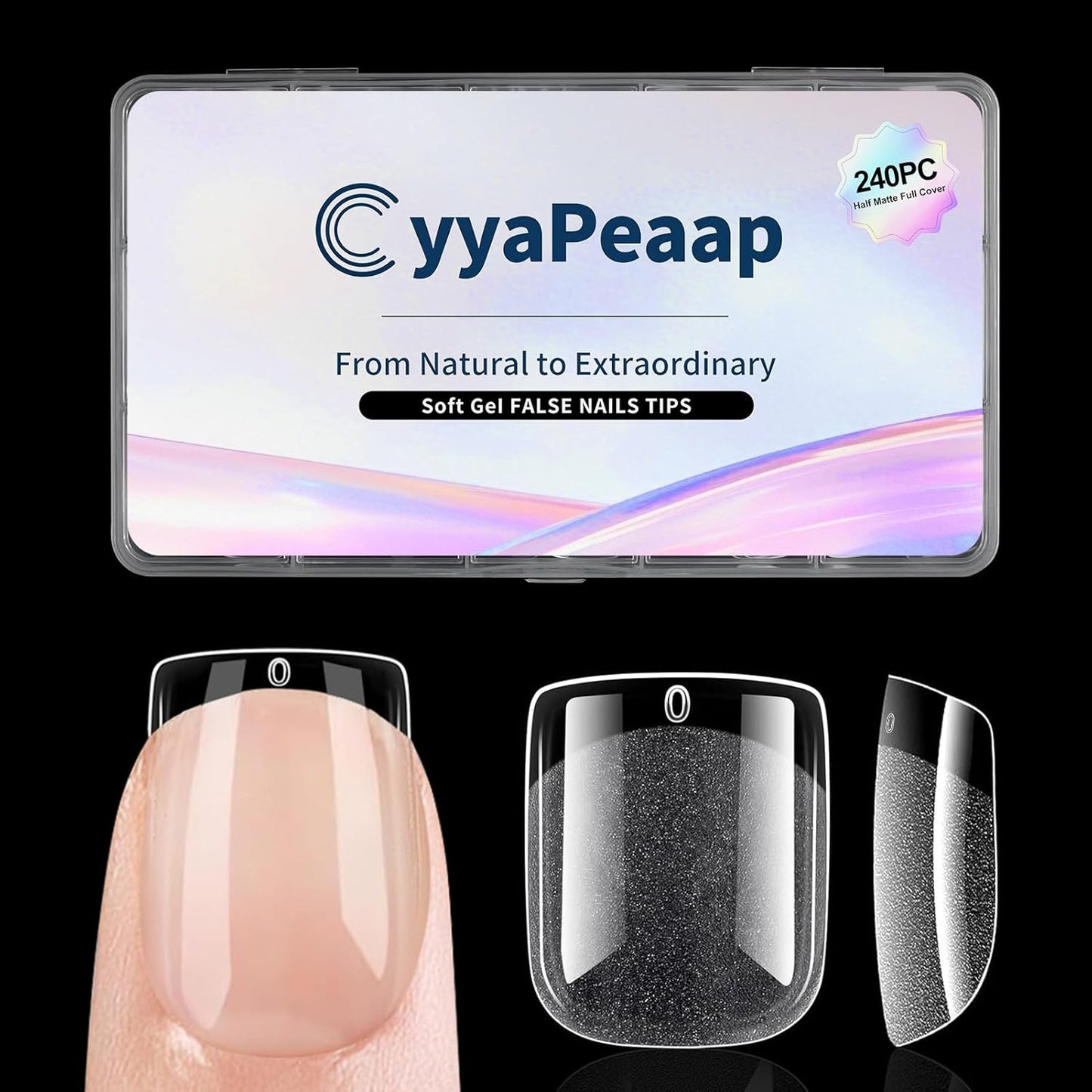Extra Short Square Nail Tips Short Soft Gel Nail Tips 240Pcs Fake Nails Pre-Shaped Half Matte Acrylic Full Cover Clear Pre Etched Nails for Nail Extension Manicure Home DIY Salon 12 Sizes