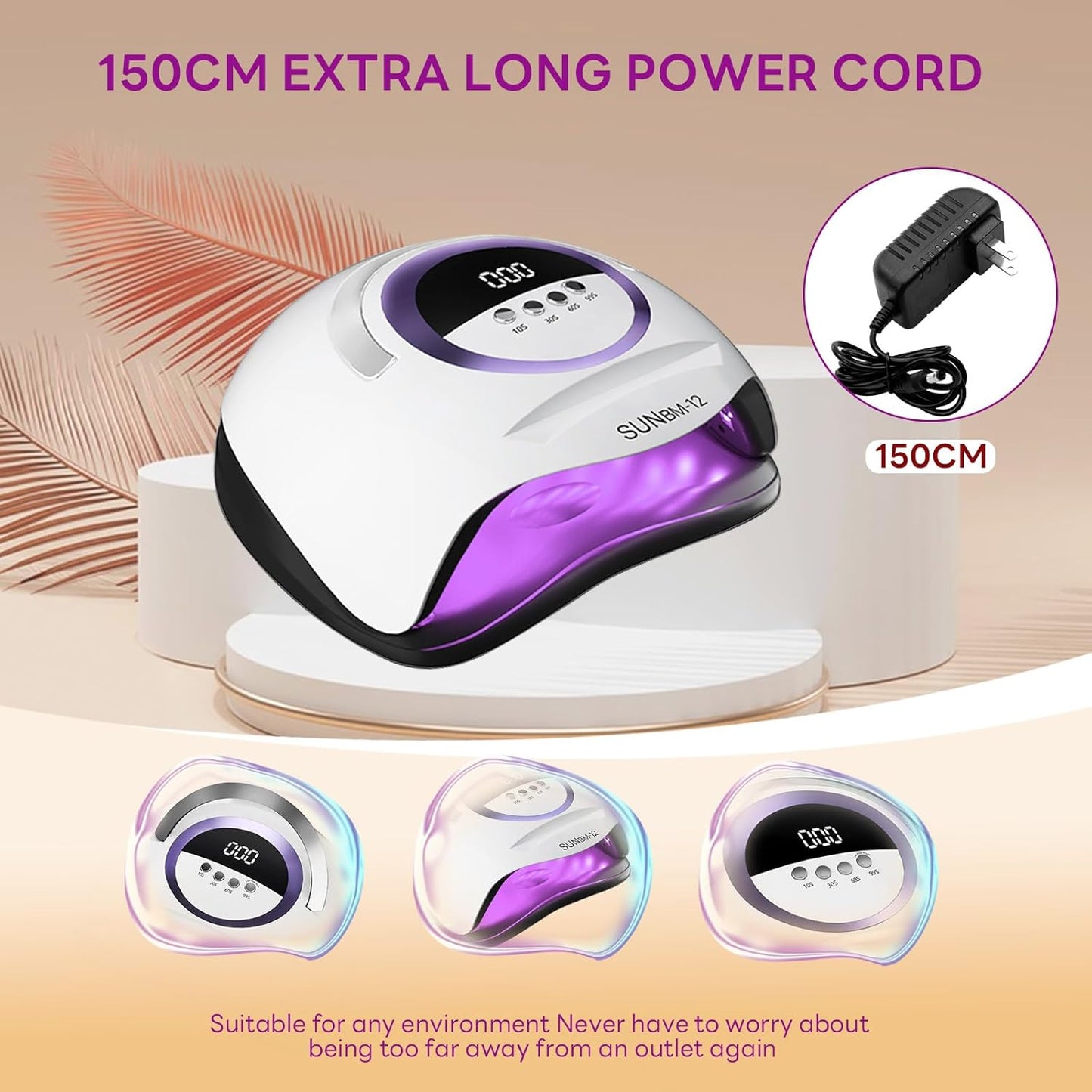LED UV lamp for nails,200W UV lamp for gel nail polish dryer professional nail lamp, UV light for nails with 42 beads, auto sensor led gel nail lamp