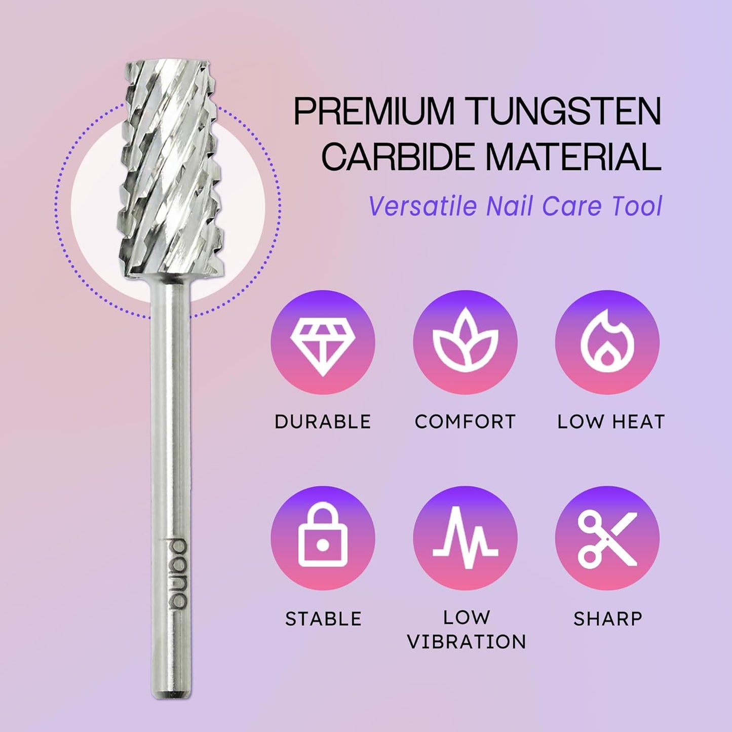 PANA Tapered Barrel Carbide 3/32" Shank Size - (Silver, Extra Coarse Grit) - Fast remove Acrylic or Hard Gel Nail Drill Bit for Manicure Pedicure Salon Professional or Beginner