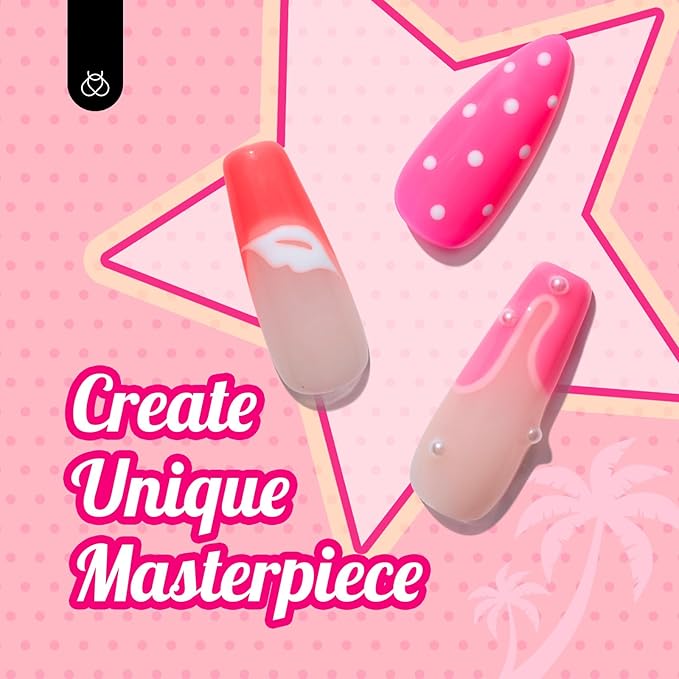 Beetles Hot Pink Gel Polish Set - 6 Colors Pink Gel Nail Polish Rose Red Nails Kit Nail Polish Collection Pink Glitter Gifts for Women Soak Off Uv Nail Lamp Manicure Kit