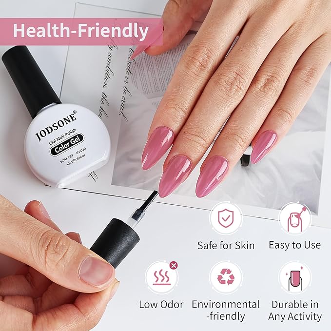 JODSONE Lady Roses Gel Nail Polish 10ml Nude Pink Gel Polish Dusty Rose Nail Color Long-Lasting Chip-Resistant Easy to Apply Low Odor Need U V Lamp Curing