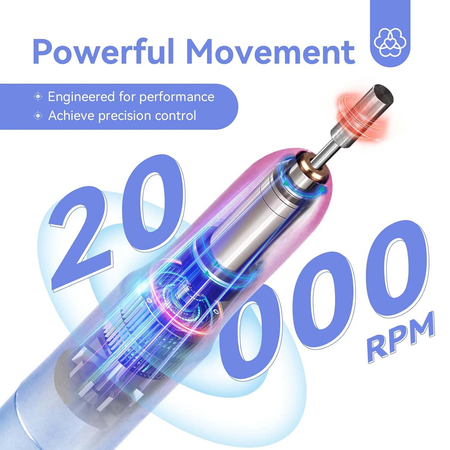 SAVILAND Portable Electric Nail Drill - 20000 RPM USB Electric Nail File with 7 Nail Drill Bits & 51 Sanding Bands for Nail Prep Acrylic Nails Dip Nails Gel Nails Home Salon Use