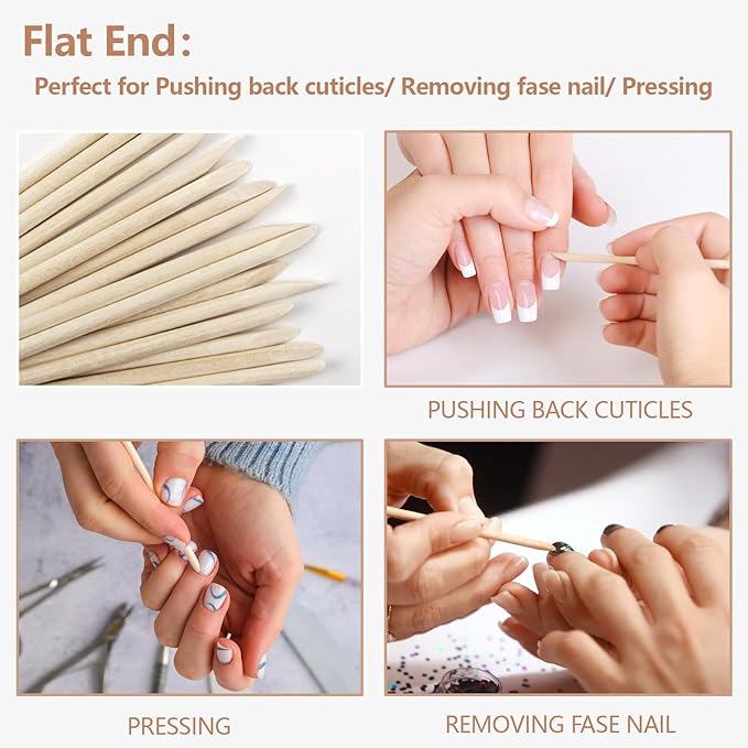 360PCS Orange Sticks for Nails in a Case - 4.5 inch Double Sided Wooden Cuticle Pusher Sticks for Nail Art, Manicure & Pedicure - Wood Sticks for Waxing