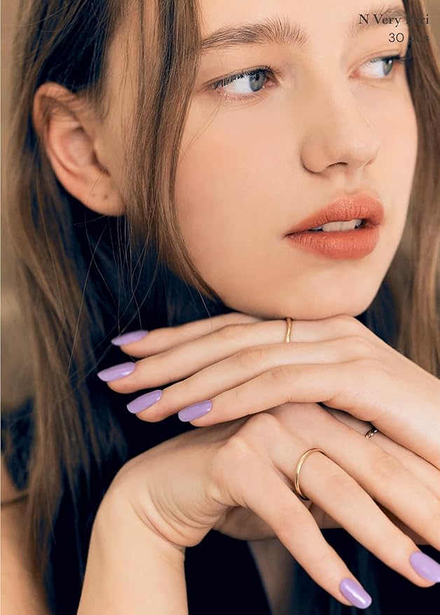 ohora Semi Cured Gel Nail Strips (N Cream Very Peri) - Purple, Solid, Works with UV/LED Lamps, Salon-Quality, Long Lasting, Easy to Apply & Remove - Includes 2 Prep Pads, Nail File & Wooden Stick