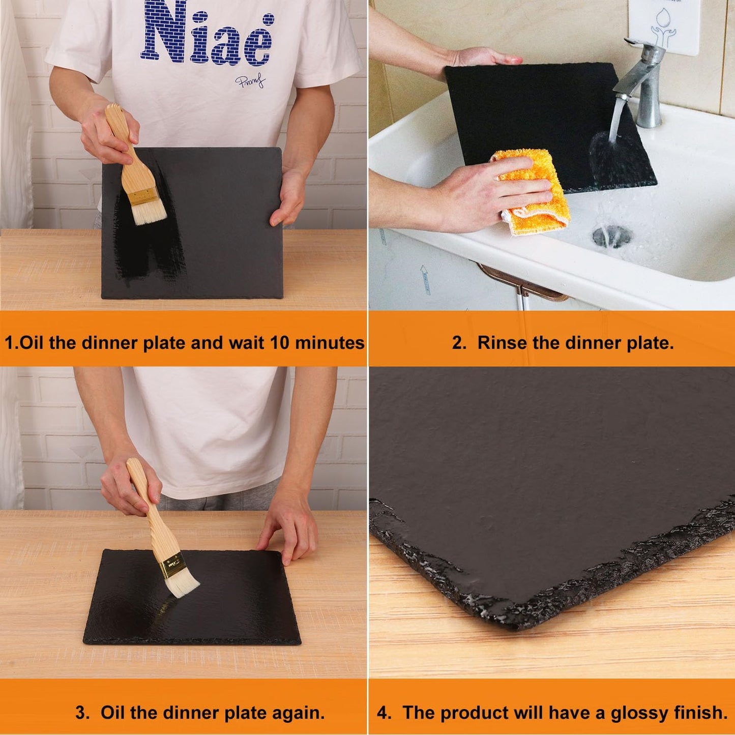 5 Pack 12 x 10 Inch Slate Cheese Boards, Black Rectangle Slate Charcuterie Boards, Natural Charcuterie Stone Plates for Parties, Gifts, and Special Events, Cheese, Sushi, Food.