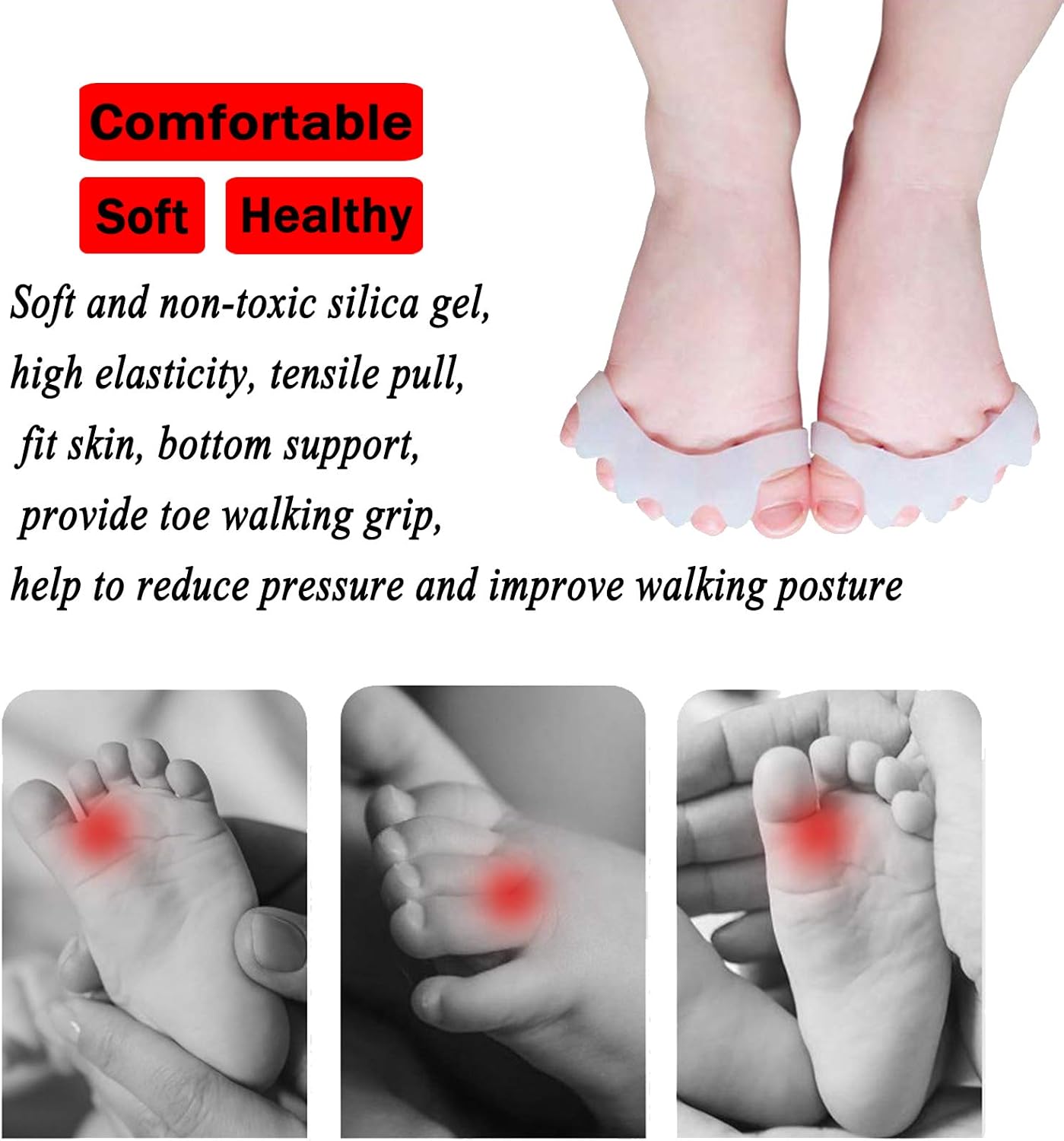 Toe Separators & Spacers,Use for Health & Beauty Pedicures,Plantar Fasciitis, Hammer Toes, Claw Toes & Other Foot Conditions,Pedicures for Kids - White