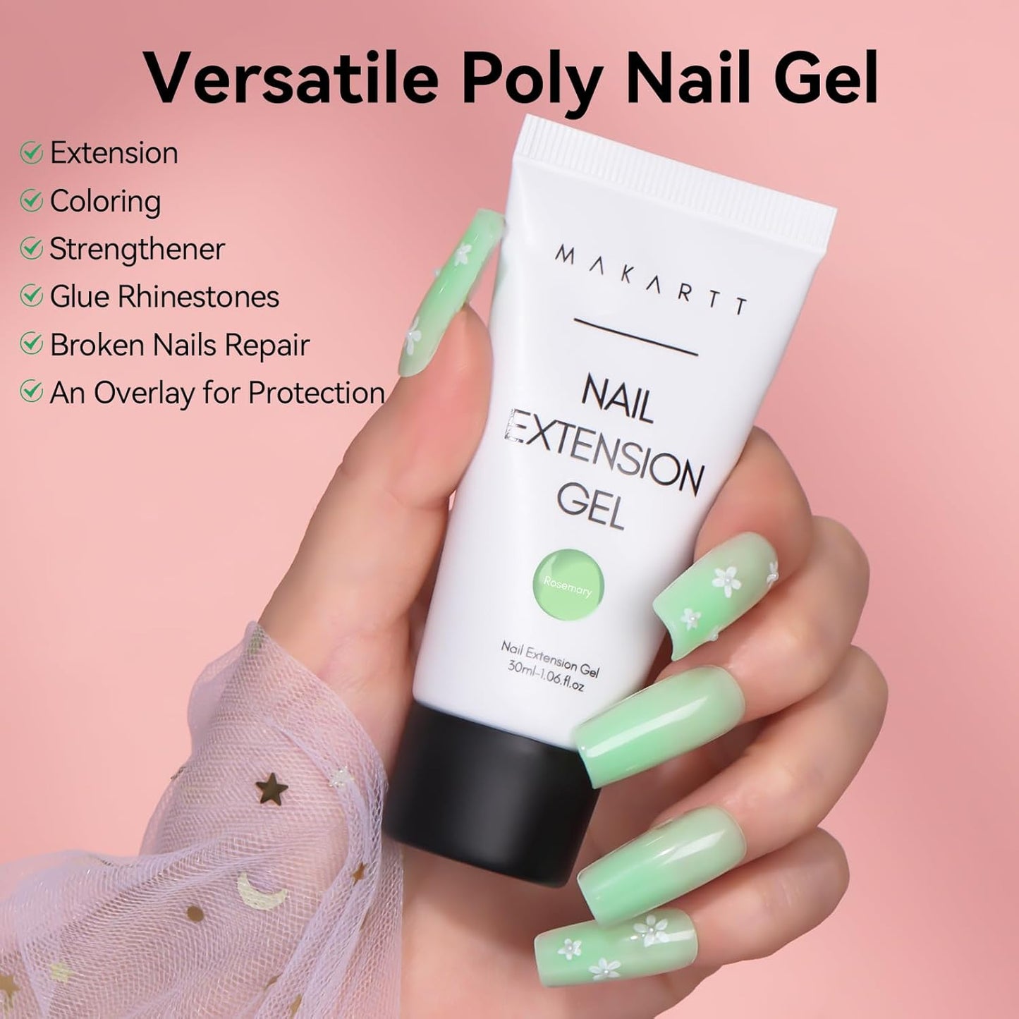 Makartt Poly Nail Gel Set: Blue & Green Gel Builder for Extension Winter Colors Nail Strengthener 3D Diy Hard Gel for Nails Manicures Home Salon-2PCs 30ML