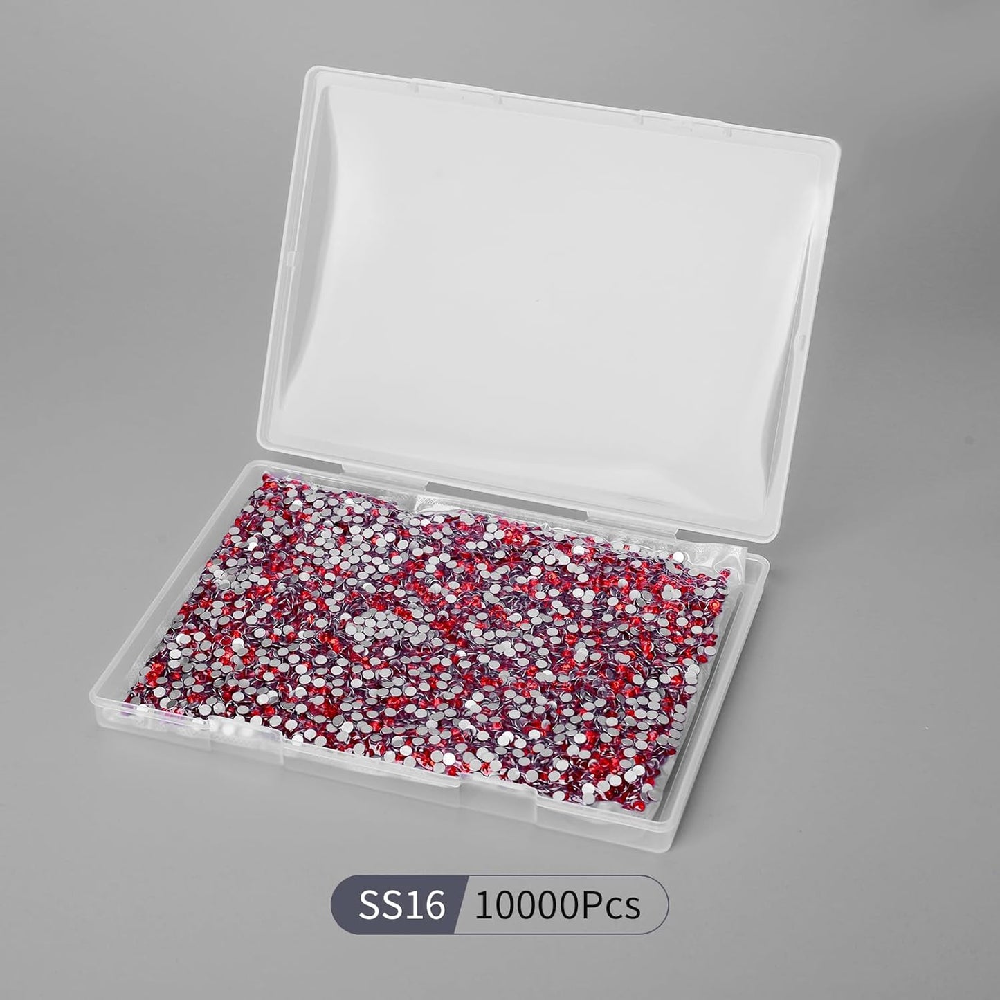 10000PCS Red Rhinestones Bulk, Flat Back Crystal Glass Stone Round Gems,SS16, 3.8-4.0mm