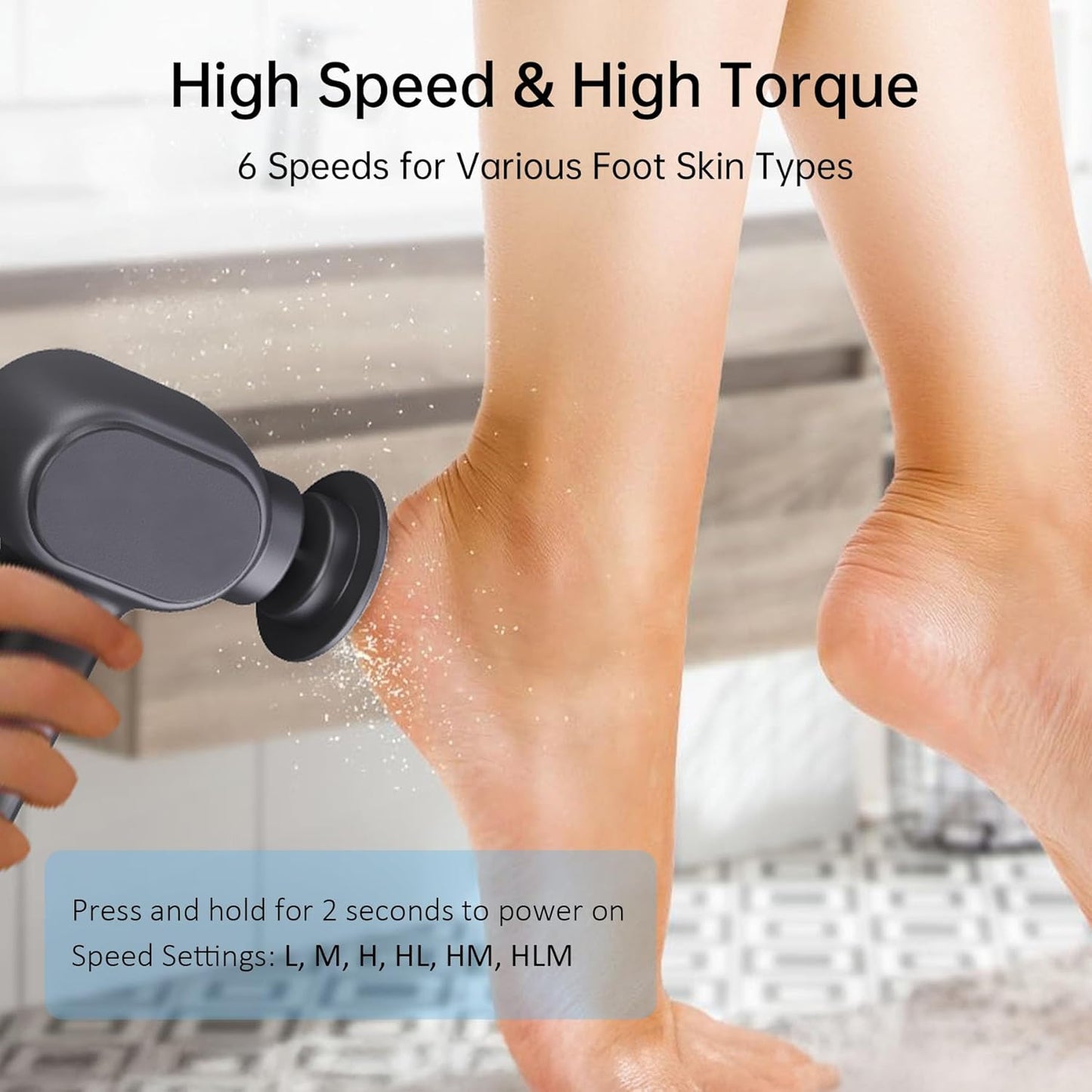 Rechargeable Electric Callus Remover for Feet - Replaceable Sandpaper Professional Foot Grinder 6 Speeds Adjustable Foot Sander, Cordless Electric Foot File Pedicure Tools for Dead Skin, Cracked Heels