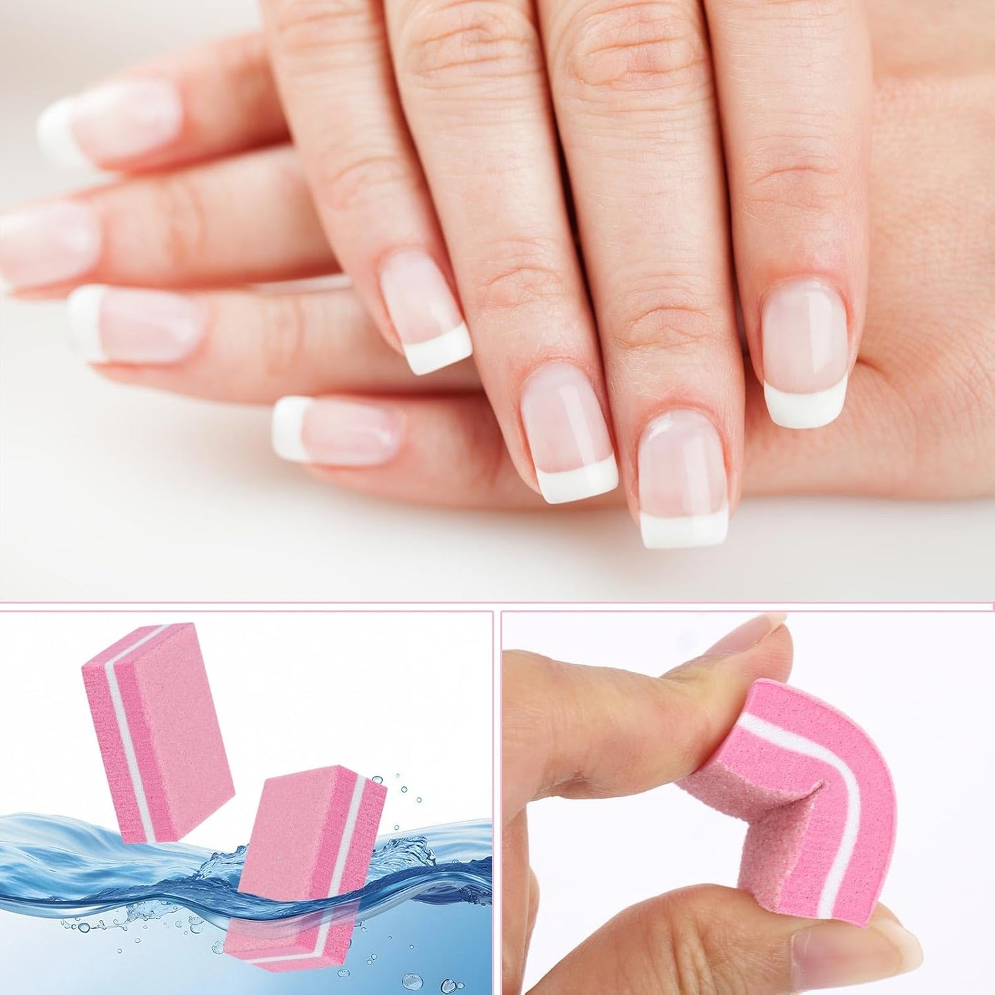 100Pcs Mini Nail Buffer for Natural Nails -100/180 Grit Buffer Block Dual Sided Nail File Block for Smooth Polishing(Pink)