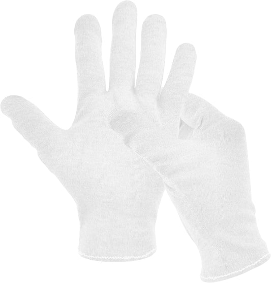 3 Pairs(6Pcs) Cotton Gloves for Eczema and Dry Hands, Moisturizing Gloves, Work Gloves for Men, Women, SPA, Jewelry Inspection (White, 3 Pairs)