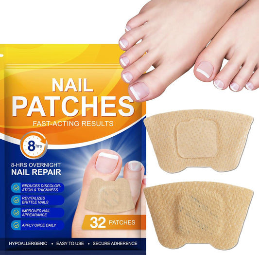 Toenail Treatment Extra Strength - 32 Pcs Nail Patches, 8-Hrs Overnight Nail Repair, Safe for Sensitive Skin, Easy to Apply