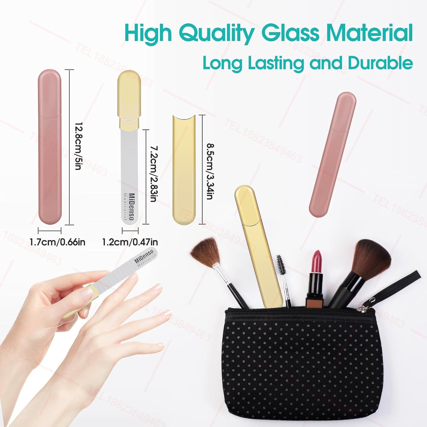 Premium Gift, Glass Nail File with Case, 2 Pack Crystal Nail Files for Natural Nails, Artificial Nails Manicure Pedicure Nail Care Kit Set, Xmas Present for Women and Man(Gold+Black)