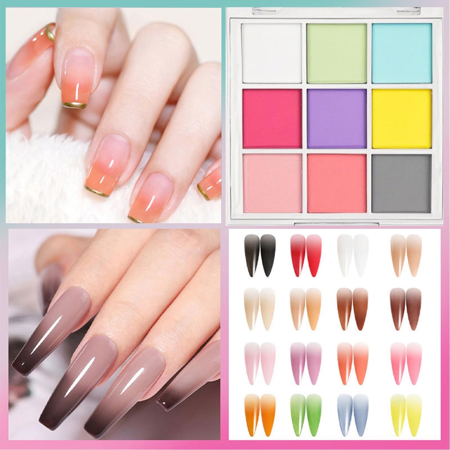 9 Color Nail Pigment Powder Set for Vibrant Ombre,Glitter Nail Art DIY Manicure Accessories Kit with Long-Lasting Shades