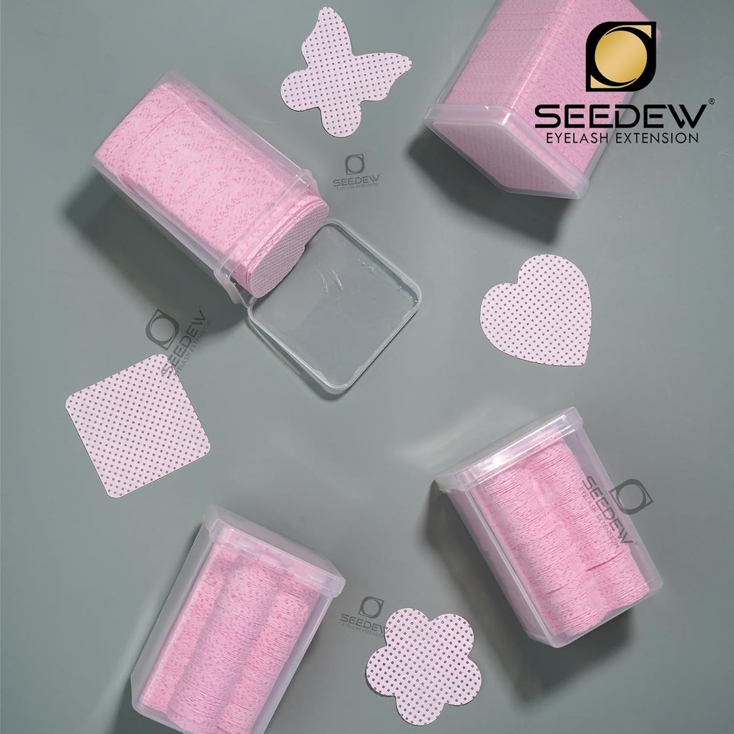 200 Pieces Pink Lash Glue Wipes, Nail Wipes, Heart Shape Lint Free Magic Wiper Cloth, Lash Extension Supplies (1 Box) (Simple Packaging)-(Pink Heart Shape)