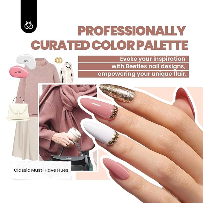 Beetles Winter Gel Polish Kit - Chic Outfits Collection 25 Colors Polish Set, Brown Purple Nude Red Black Color Gel Nails with 3Pcs Base Top Coat Soak off Uv Gel Manicure Kit Gift for Women