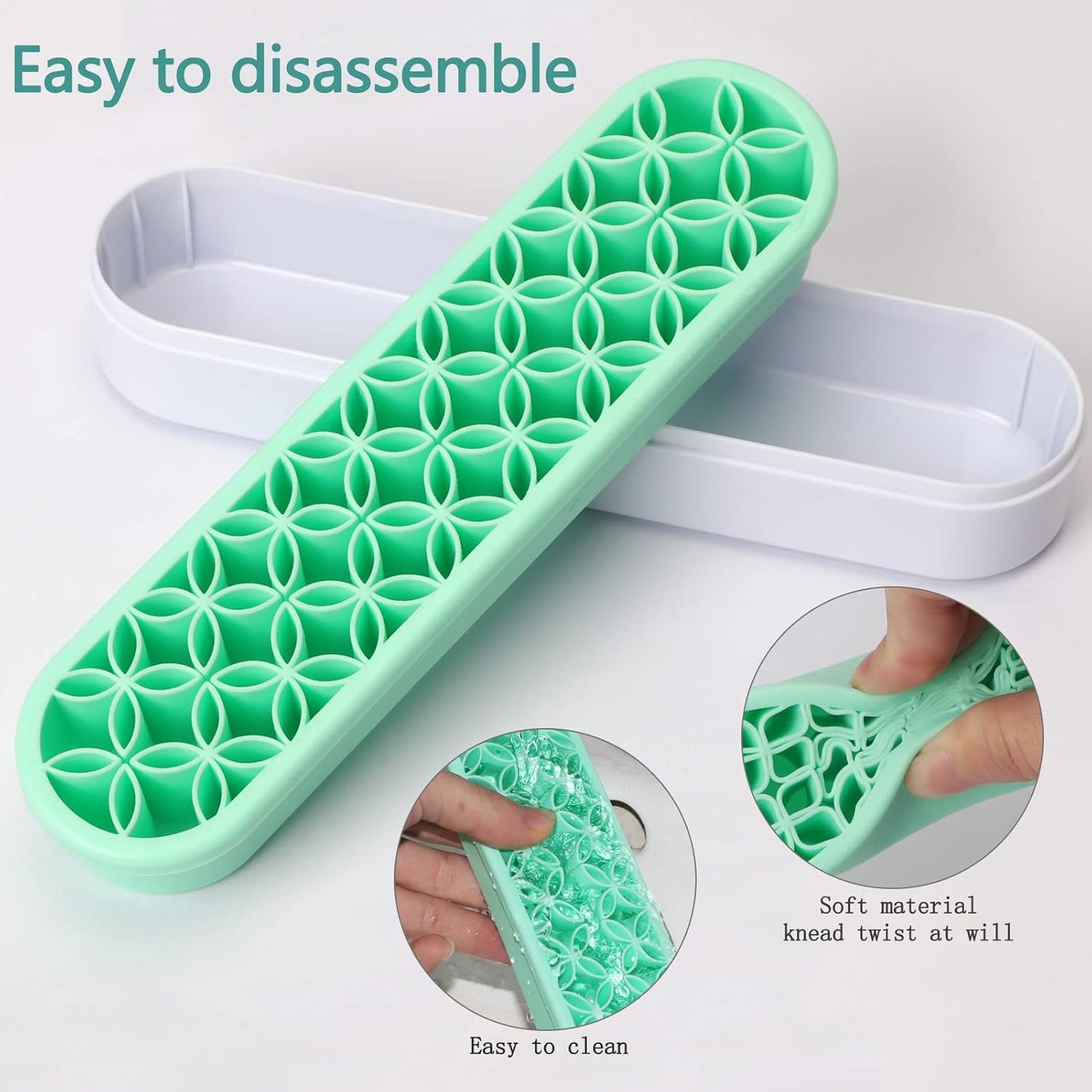 Unaone Silicone Makeup Brush Holder, Multipurpose Beauty Tool Organizer Make up Brush Storage Stand for Painting Pen Brushes Nail Clippers Drill Pens Ruler Sewing Craft Tools (Green)