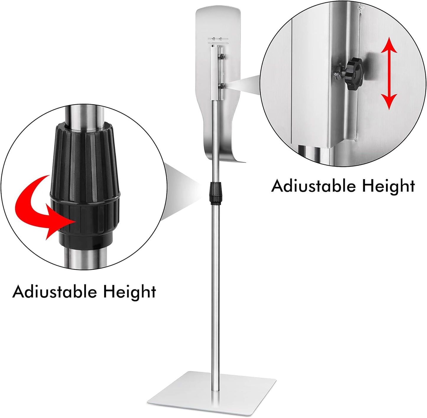 New Star Foodservice 1028904 Freestanding Floorstand for Hand Sanitizer Dispenser, Stainless Steel, Square