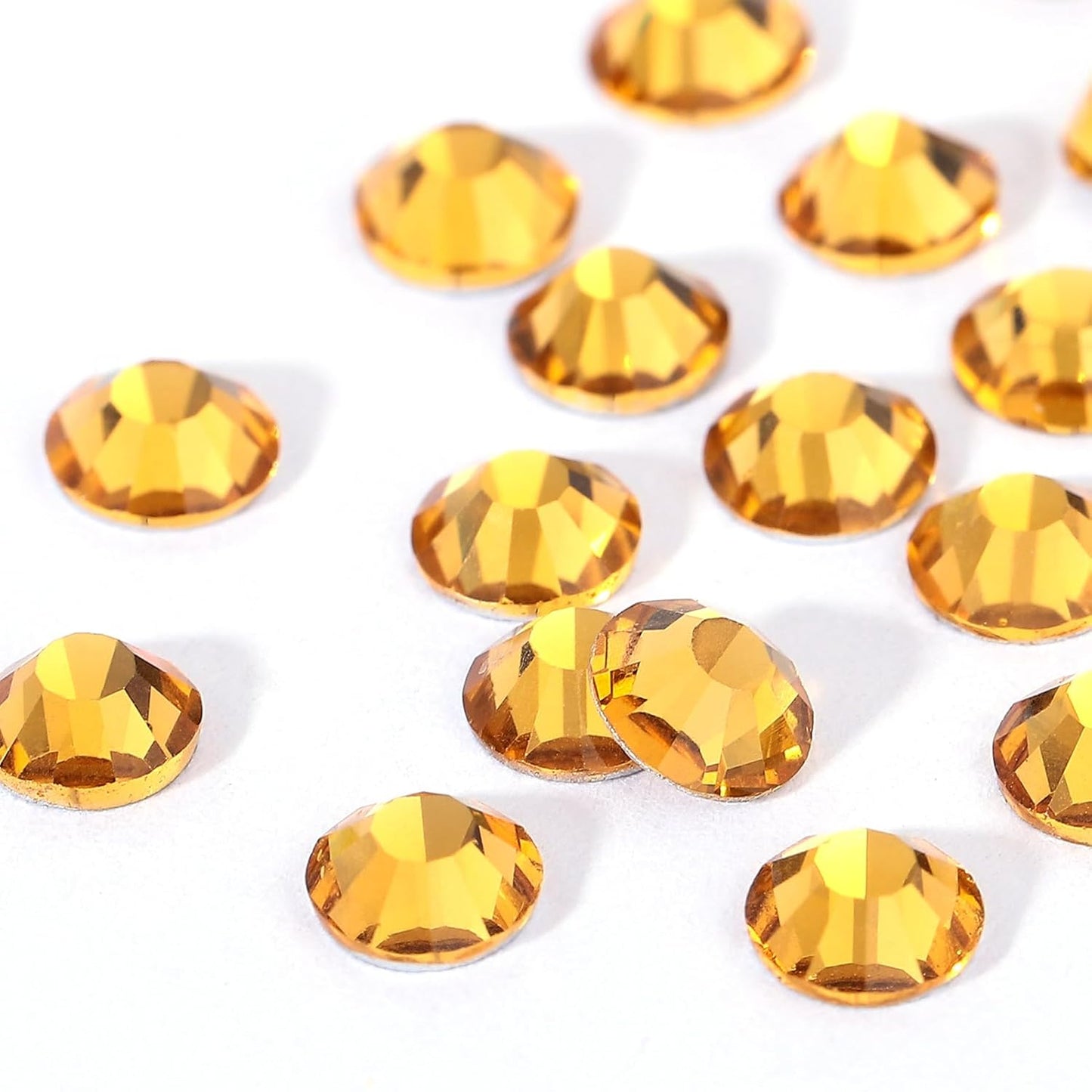 Novani Rhinestones 3000Pcs Flatback Crystal Round Loose Gemstones Glass Rhinestones for Crafts Makeup Nail Art Clothes Shoes DIY Decorations(SS8, 2.3-2.5mm,Gold Yellow)