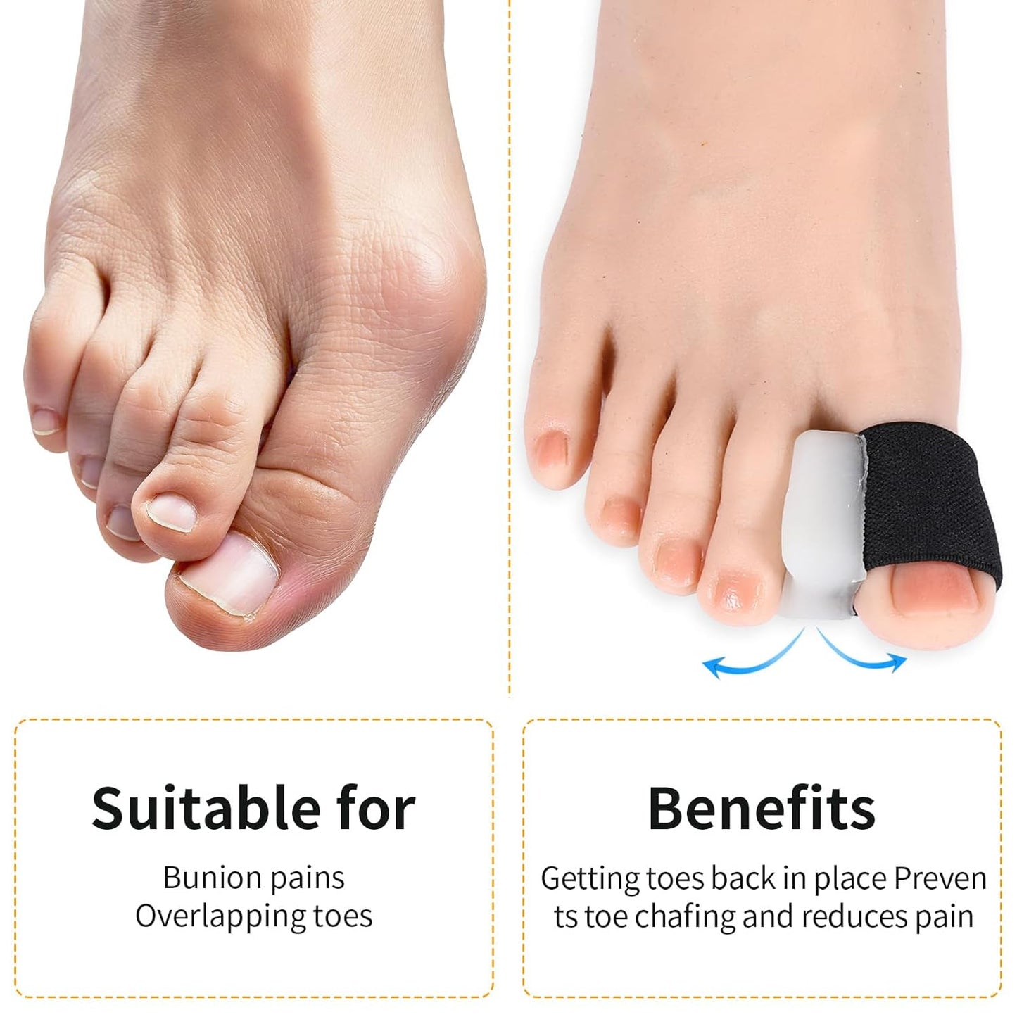 8 Pcs Gel Toe Separators Foot Toe Spacers Corrector Silicone Spreader for Bunions Overlapping Toes Pedicures Nail Art Tools for Men and Women
