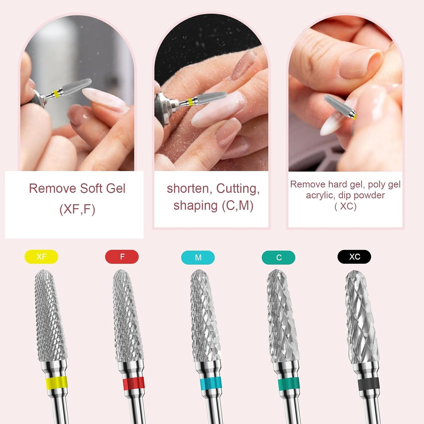 3/32" Clean Cone Bits Extra Fine Grit Carbide Cuticle Cleaner Bit for Electric Nail Drills – Professional Manicure Tool for Nail Salons and Home Use (XF Grit. Silver)