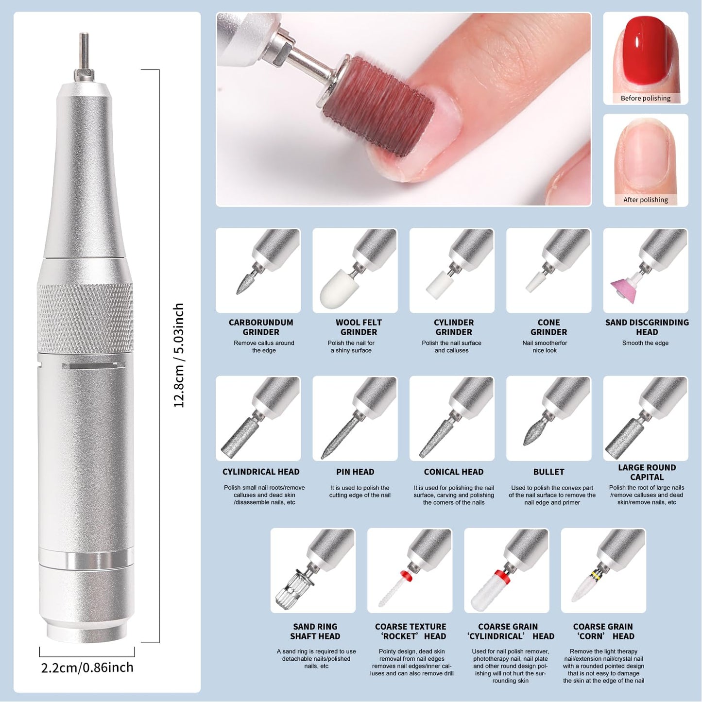 Electric Nail File for Acrylic Nail Kit, 45000RPM Electric Nail Drill Professional Manicure Pedicure Set with Nail Drill Kit Bits, Efile Cordless for Manicure