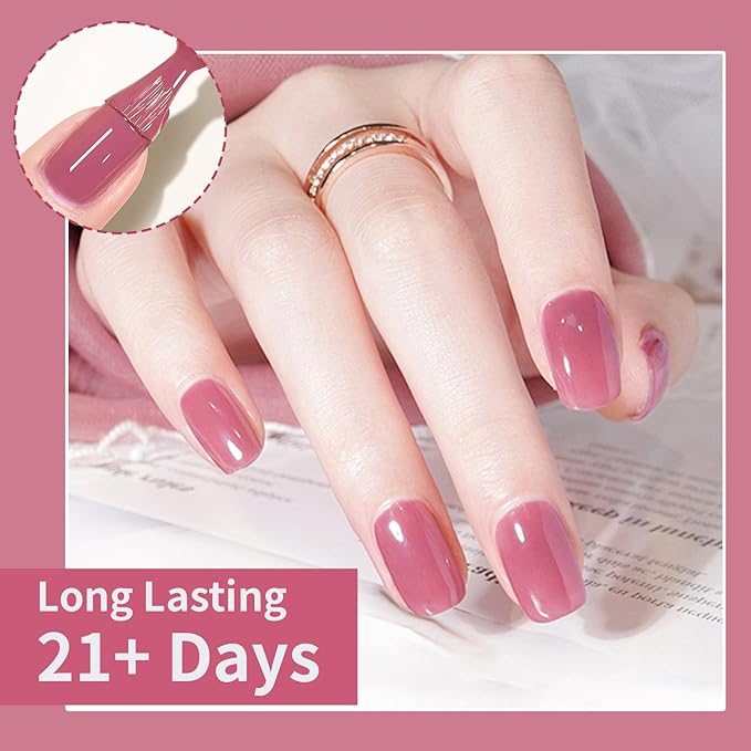 JODSONE Lady Roses Gel Nail Polish 10ml Nude Pink Gel Polish Dusty Rose Nail Color Long-Lasting Chip-Resistant Easy to Apply Low Odor Need U V Lamp Curing