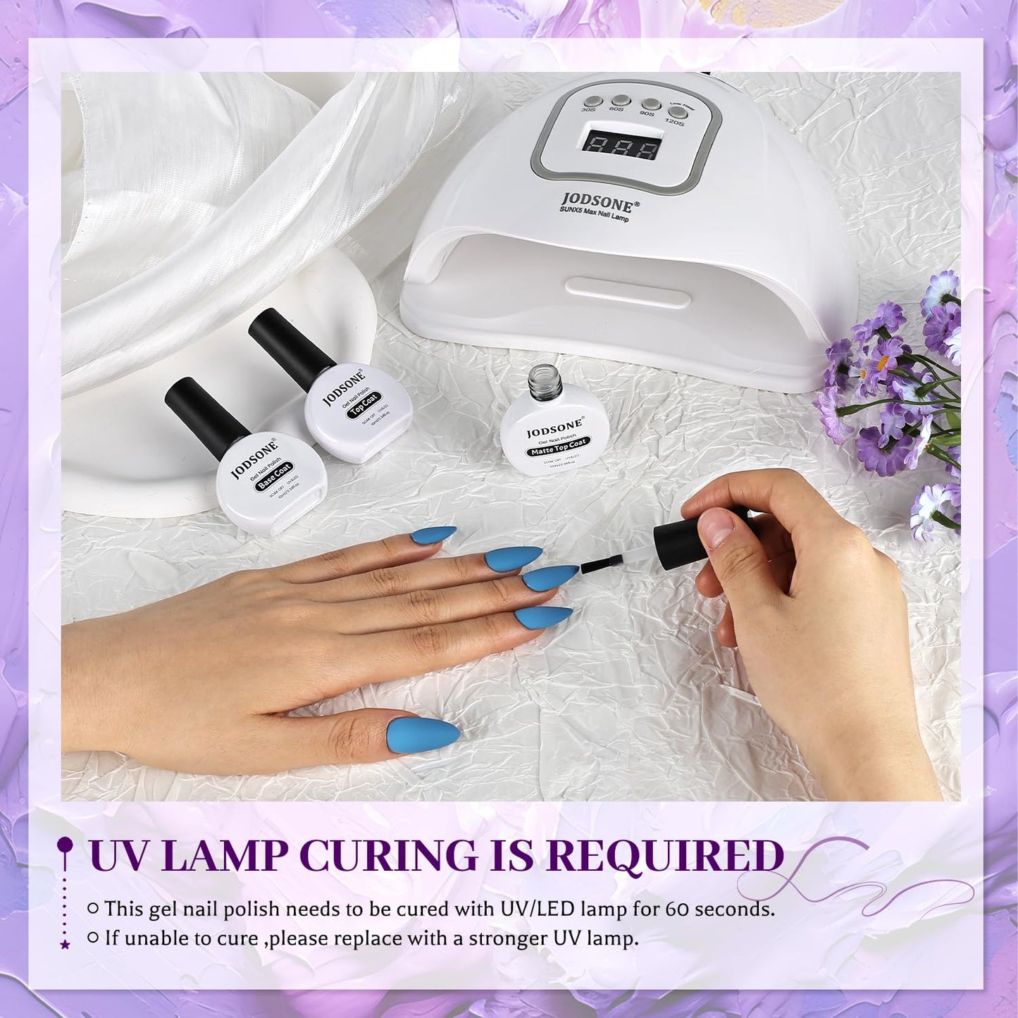 JODSONE 3Pcs Base Coat Glossy Top Coat Matte Top Coat Set Long Lasting Shine and Velvety Finish 10ml Each Salon Quality Nail Care Kit
