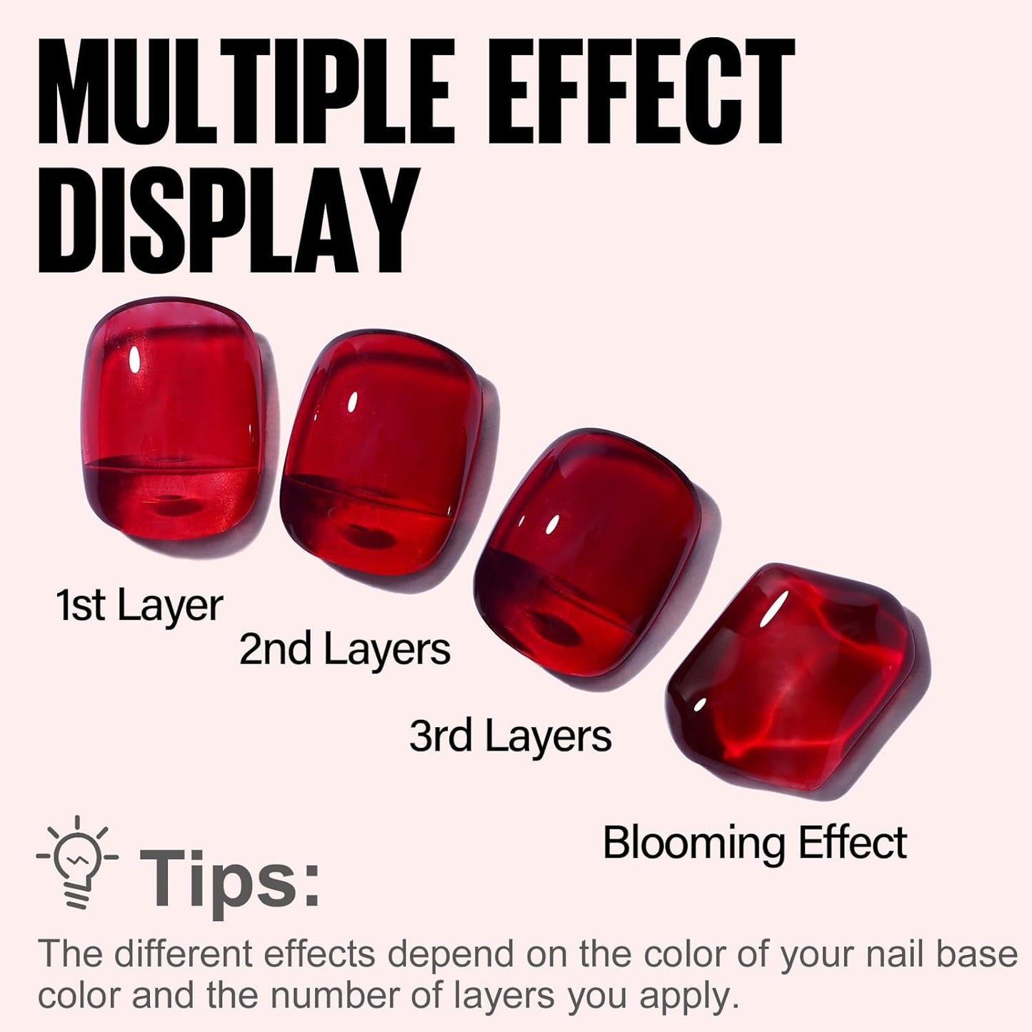 TOMICCA Sheer Gel Nail Polish, Jelly Red Nail Polish, Long Lasting Wine Red Gel Polish for Translucent Color Nail Art DIY Manicure Salon
