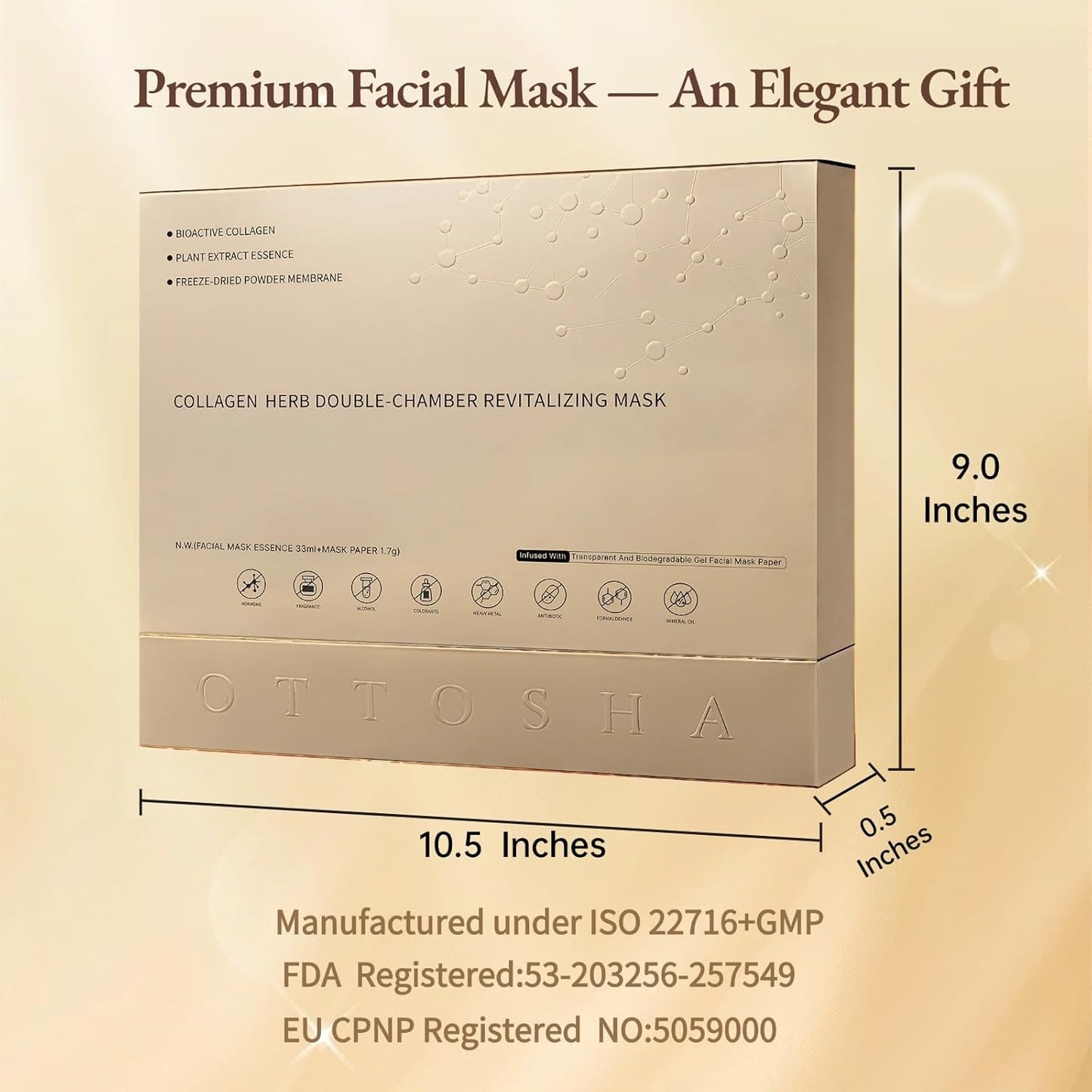Bioactive Collagen Revitalizing Facial Mask for Women & Men Skin Care SPA,1+1 Packs Separated Essence and Powder Membrane, Moisturizing,Soothing,Repair,Firming, Anti-Aging (1 pair)