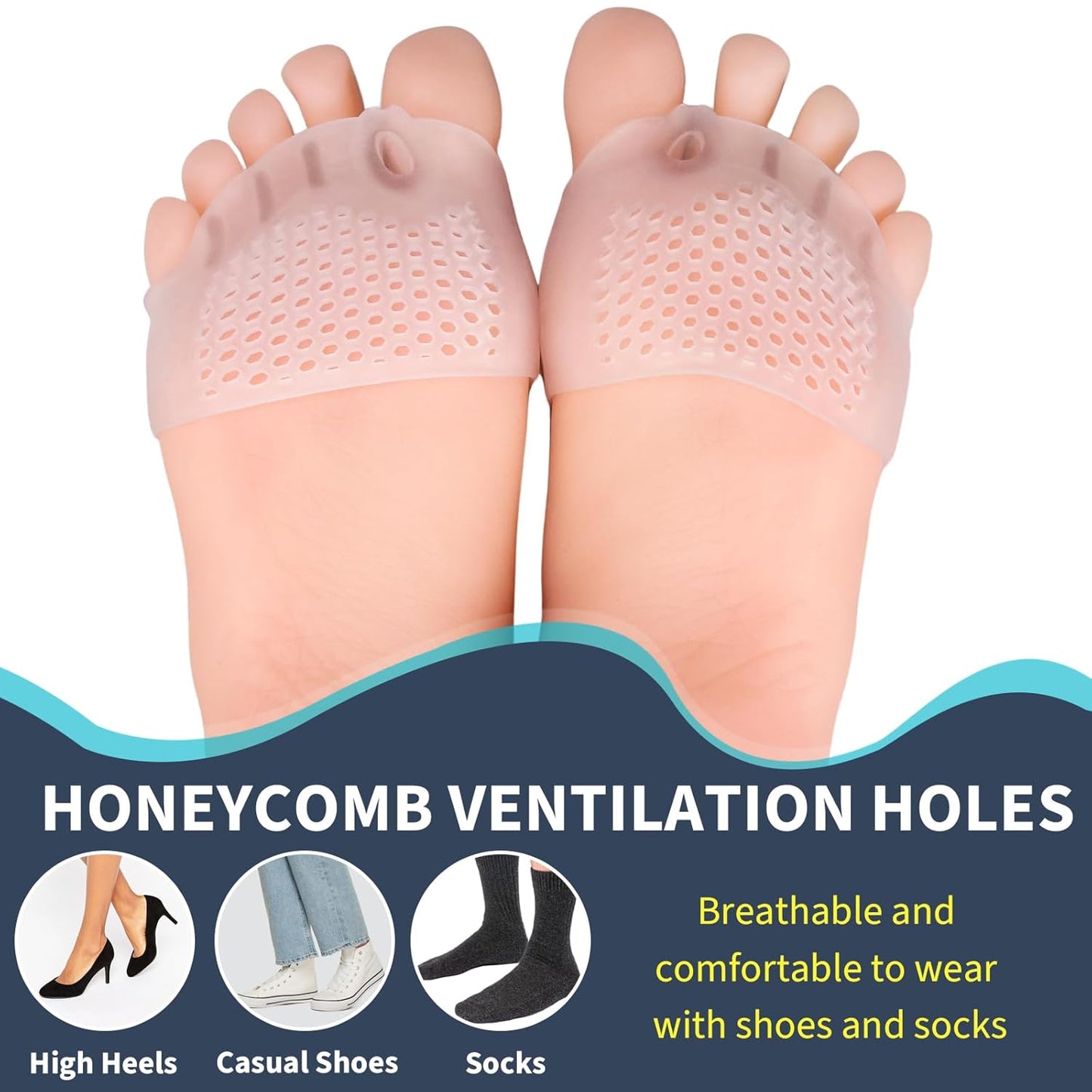 3 Pairs Toe Spacers, Soft and Breathable Gel Toe Separators, Toe Straightener for Hammer Toe, Bunions, Overlapping Toes, Diabetic Feet, Women Men Feet Pain Relief