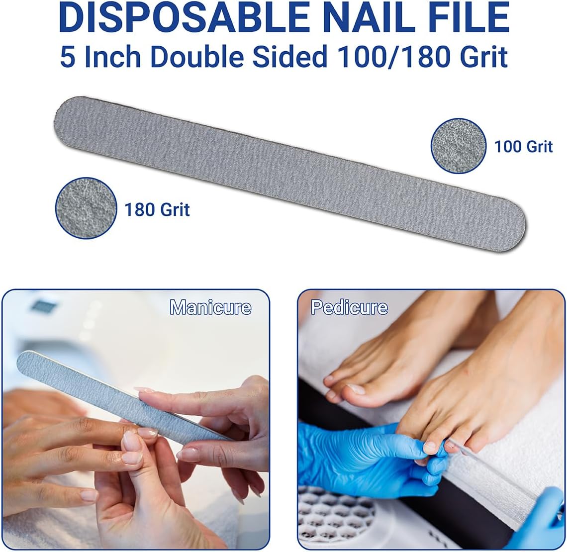 200-Count 4-Piece EVA Pedicure Kit, Includes 80/100 Grit Nail File, Purple Pumice Pad, Orange Buffer, and EVA Toe Separator, Individually Packed