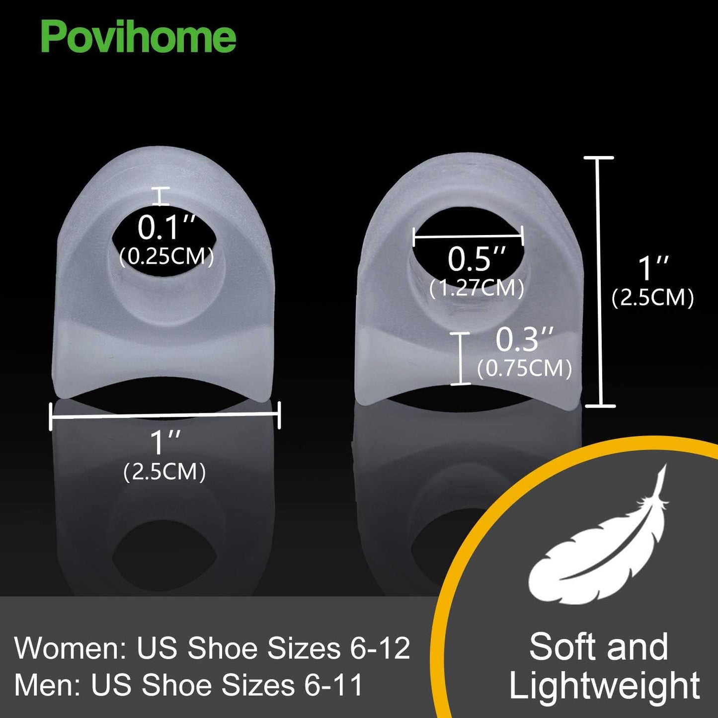 Povihome 10 Pack Clear Toe Spacers, Big Toe Separator (1st/2nd Toe), Bunion Corrector to Correct Big Toe Bunion, Overlapping Toes