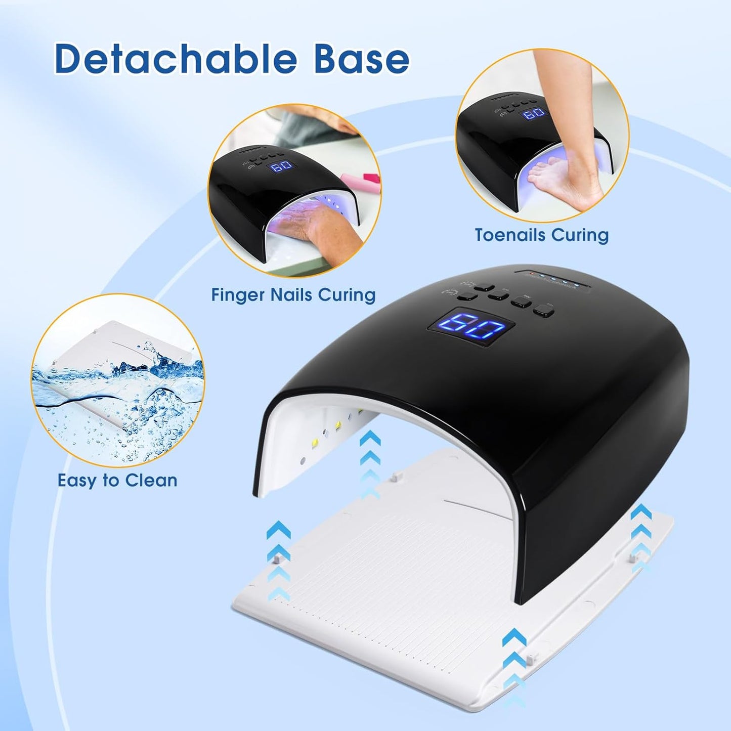 48 Watt UV LED Nail Lamp Rechargeable Cordless Gel UV Light for Nails, Professional Nail Dryer with 5 Timer Setting & Auto Sensor,Wireless Fast UV Nail Light Curing Lamp for Salon & Home