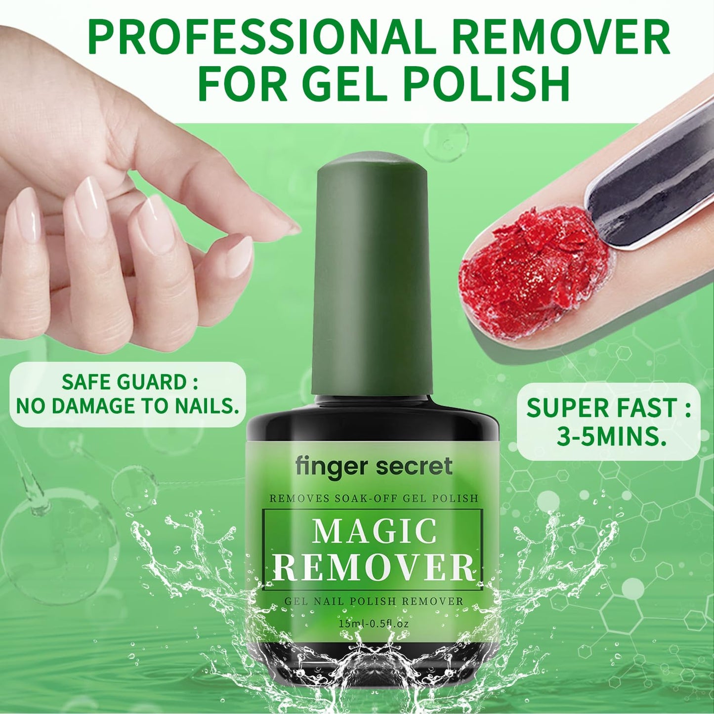 Gel Nail Polish Remover,Professional Gel Polish Remover for Nails,Gel Remover Quick Easy Polish Remover UV/LED Gel Polsih In 2-3 Mins (1set, Gel Remover 2pcs Set)