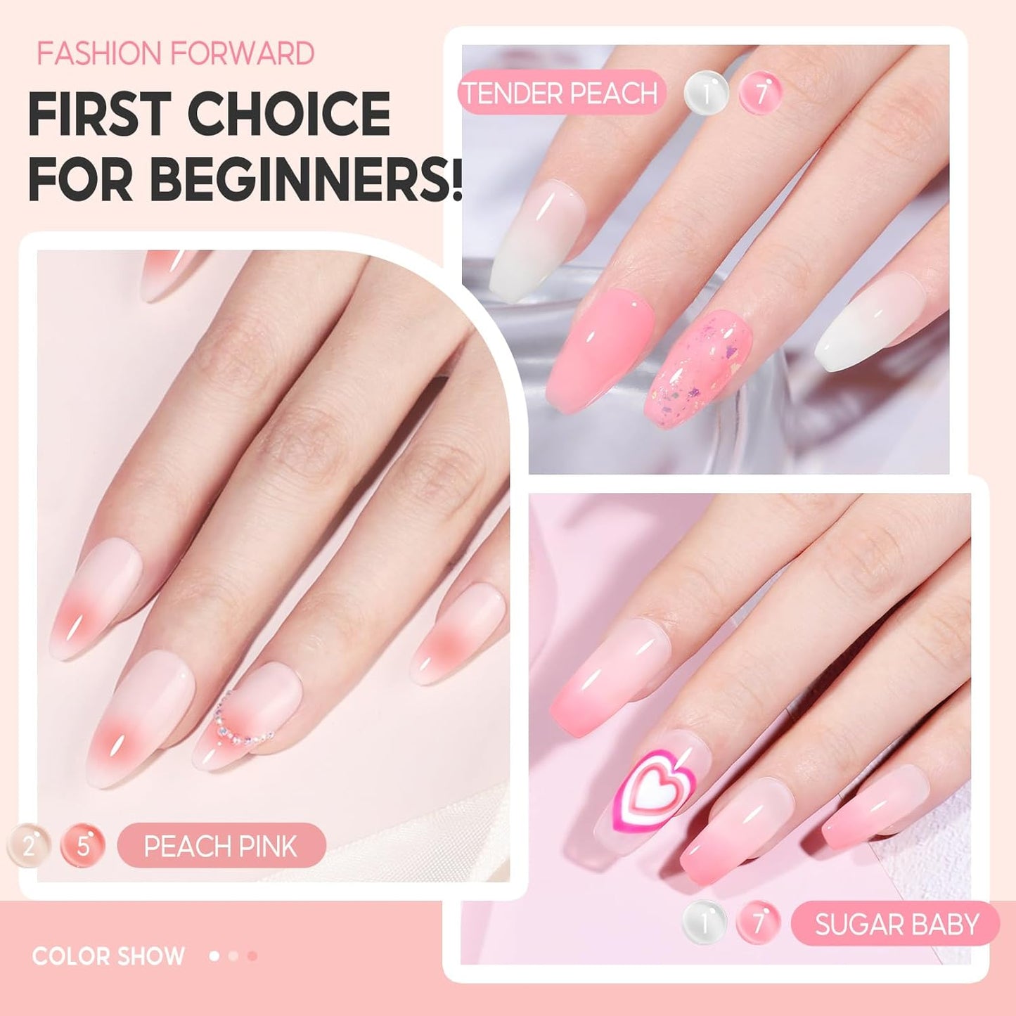 Peacecolor Jelly Gel Nail Polish Set 10ML 6pcs Pink Nude White Sheer Transparent Colors Soak Off Gel Polish Nail Art Manicure Gifts for Women Salon DIY at Home
