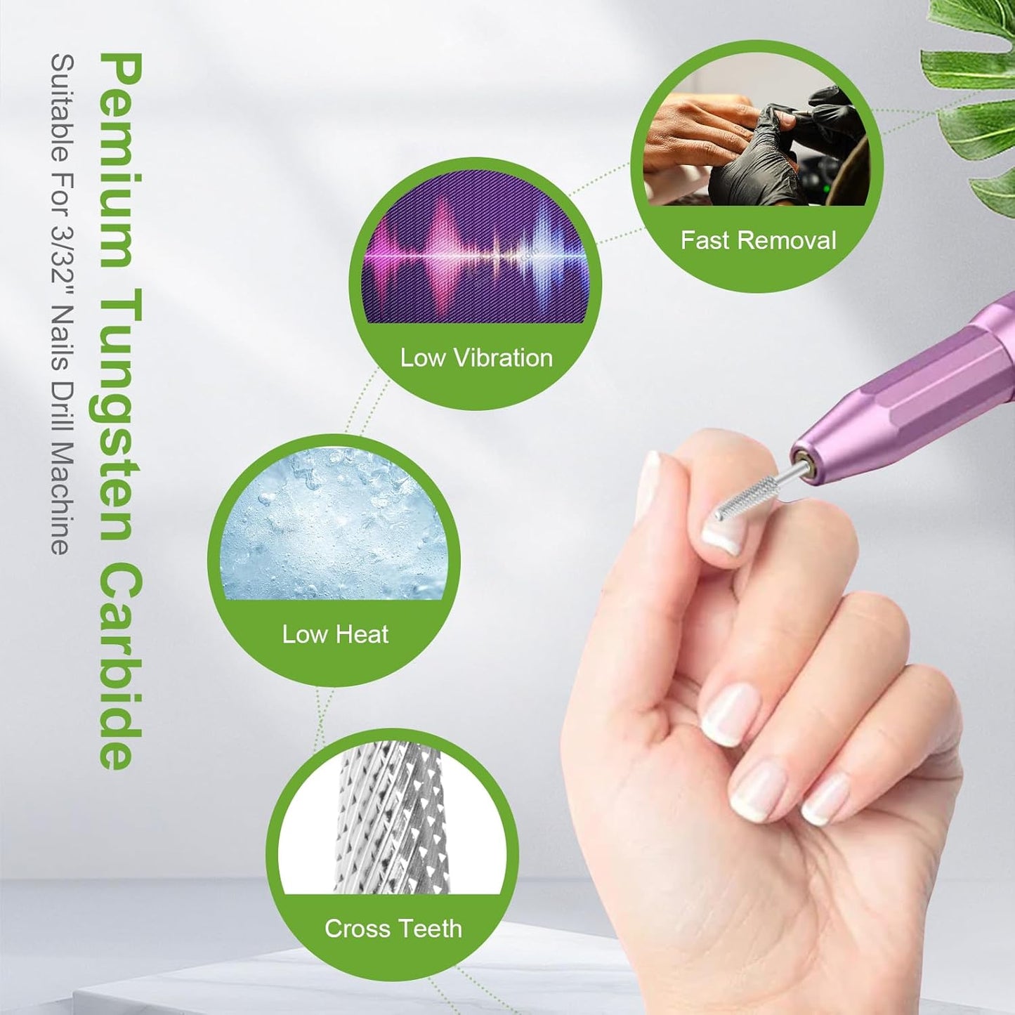 Cnynail 3/32" 4.0MM Small Cone Clean Medium Grit Carbide Cuticle Cleaner Bit for Electric Nail Drills – Professional Manicure Tool for Nail Salons and Home Use (M Grit. Silver)