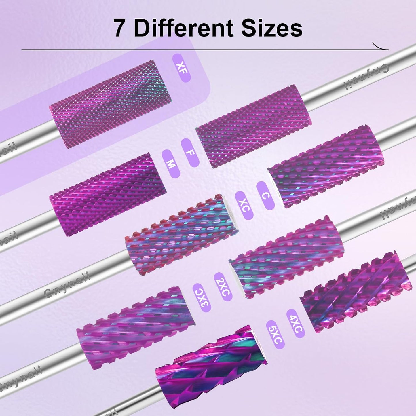 3/32" Small 5.35MM Barrel Bit Tungsten Carbide Nail Drill Bit Safety Bit for Gel & Acrylic Removal, 2- Way Rotating Efile Tip, Salon Electric File Accessory (4XC Girt, Purple)