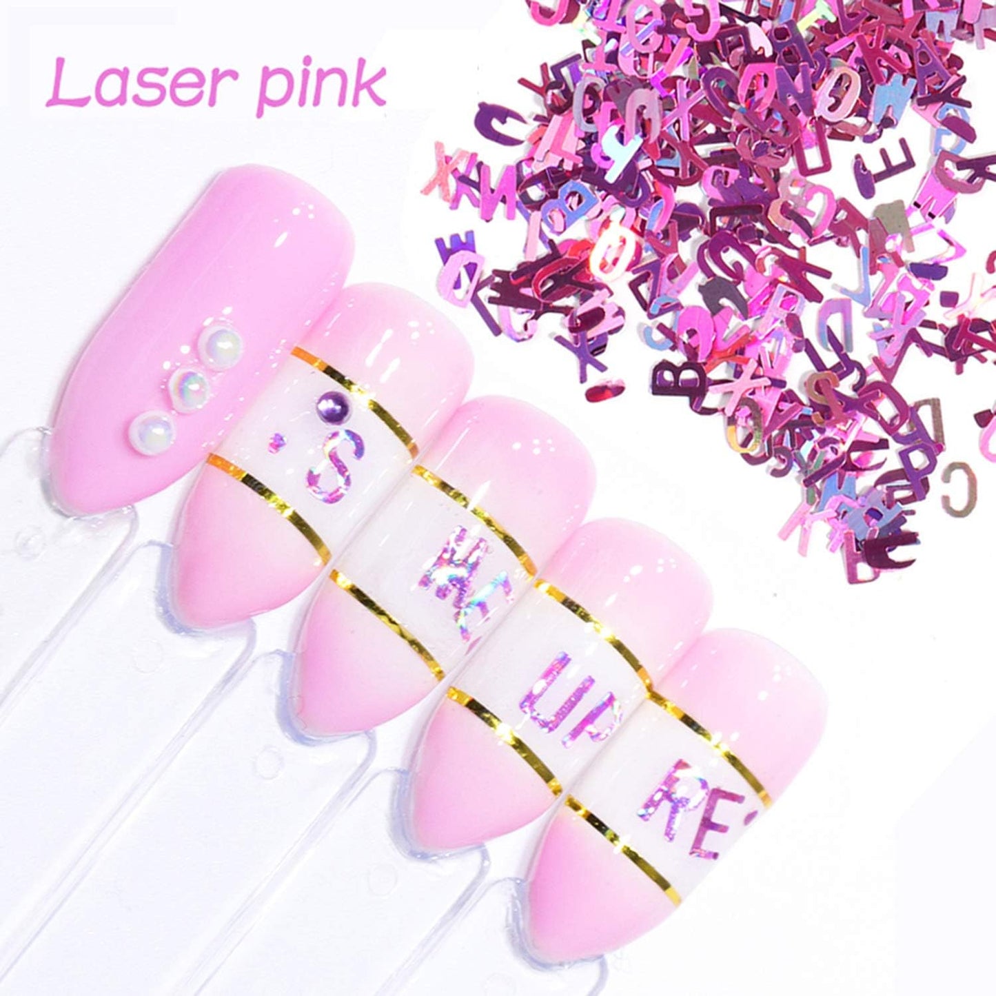 12 Colors Letters Nail Art Glitters Sequins Laser Gold 3D Flakes Alphabet Designs Accessories for Women Girls Manicure Tips Decorations Shine Stickers Decals