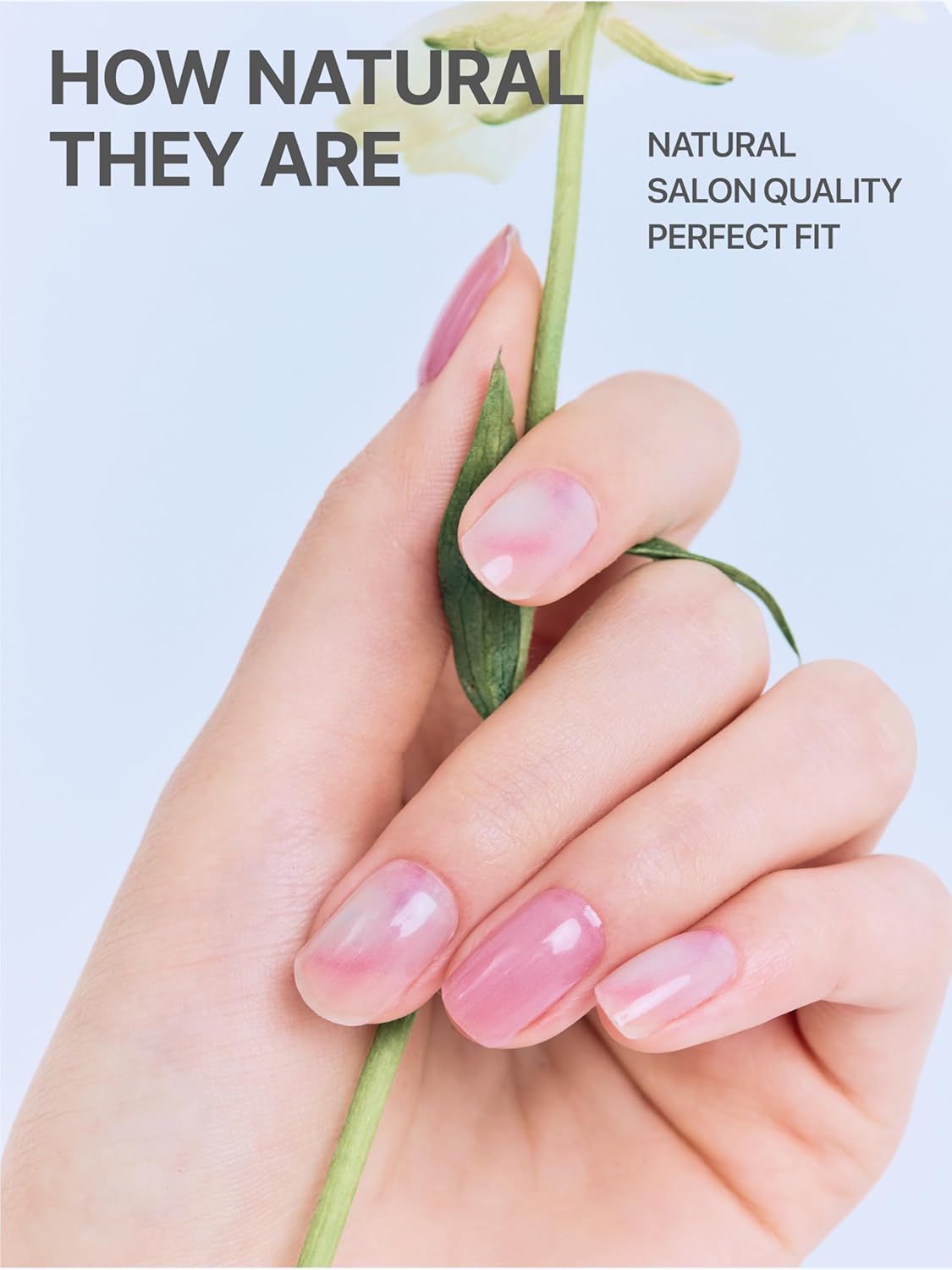 UUUUUU Semi Cured Gel Nail Strips | Salon-Quality | UV Free Gel Nail Wraps for Women | Easy Peel&Stick | Long-Lasting up to 14 Days | 28 Strips Set+File & Wipes | Gift-Ready (Cotton Candy)